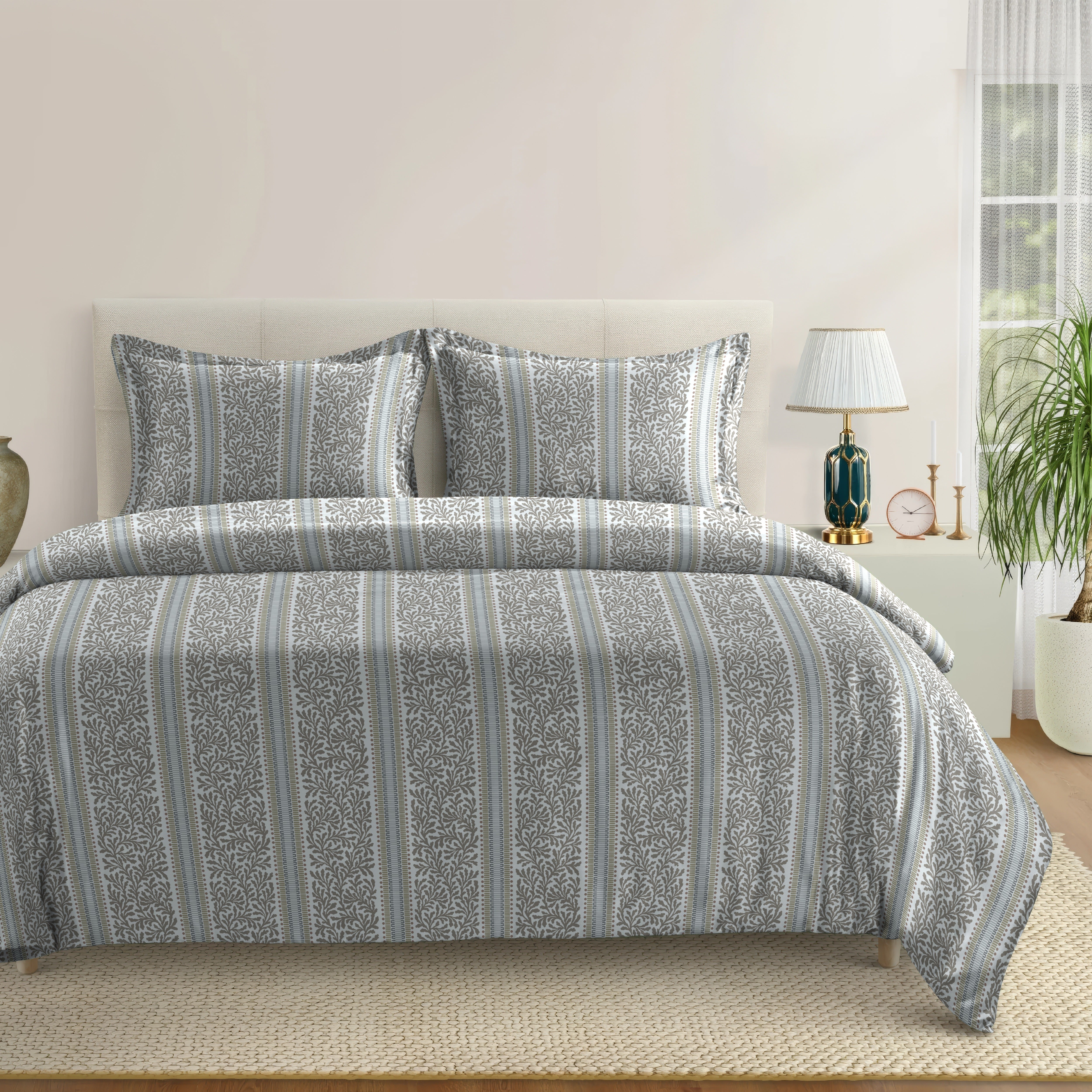 TORONTO COFFEE COTTON BEDSHEET WITH PILLOWCOVER