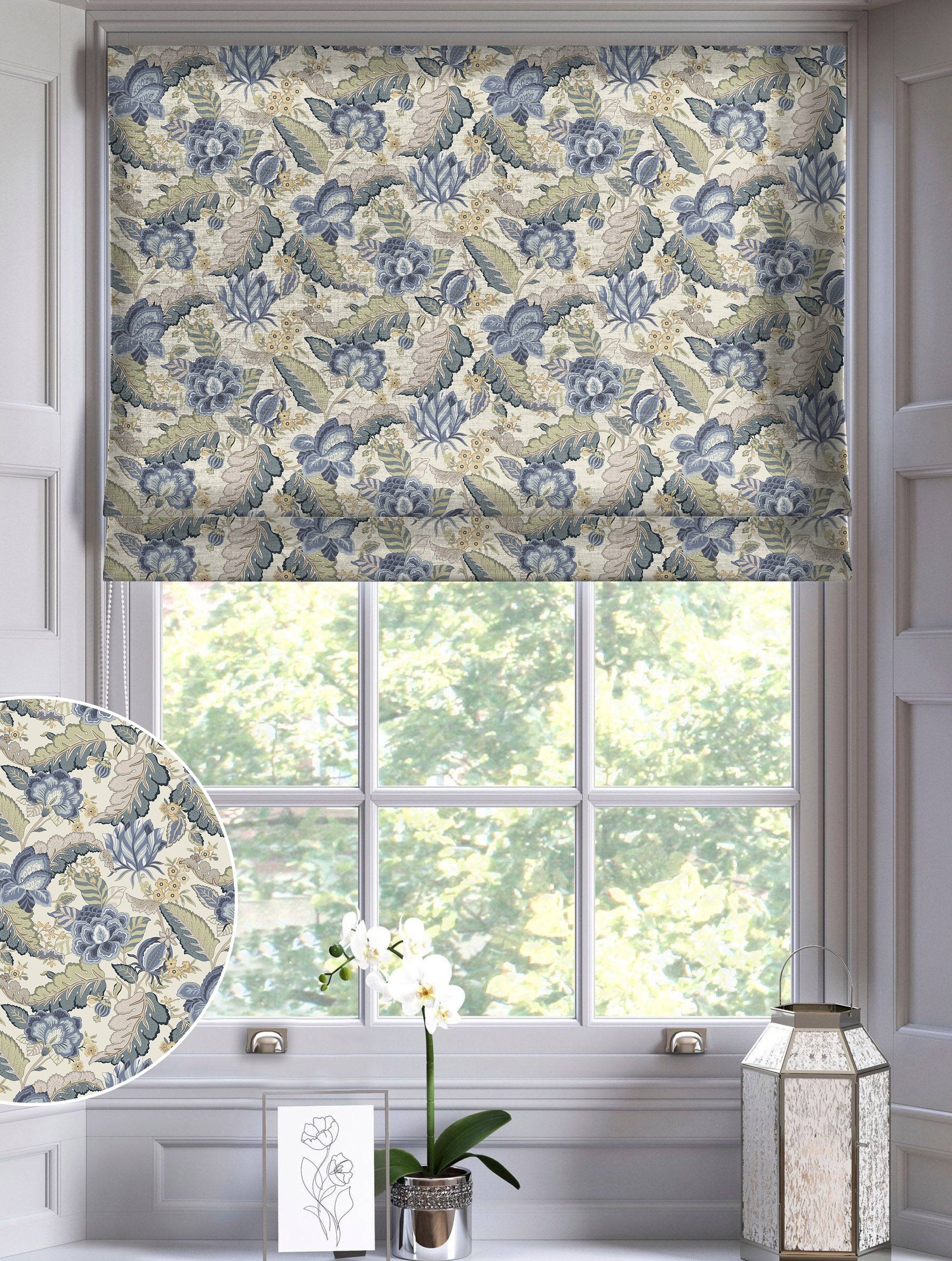 LUCETTA BLUE READY MADE ROMAN BLIND