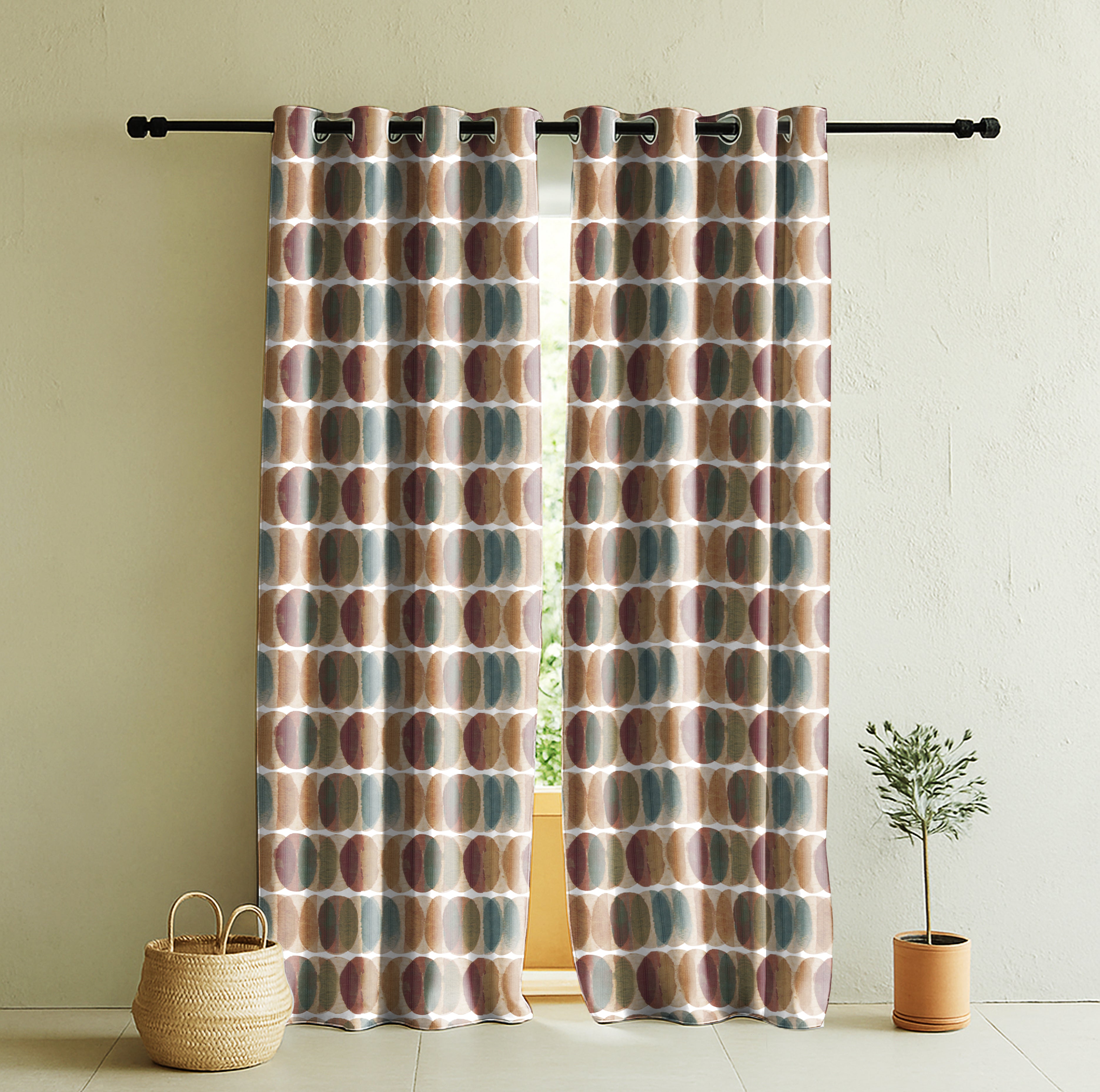 ELMORE ANTHEM ORANGE ROOM DARKENING PRINTED CURTAIN