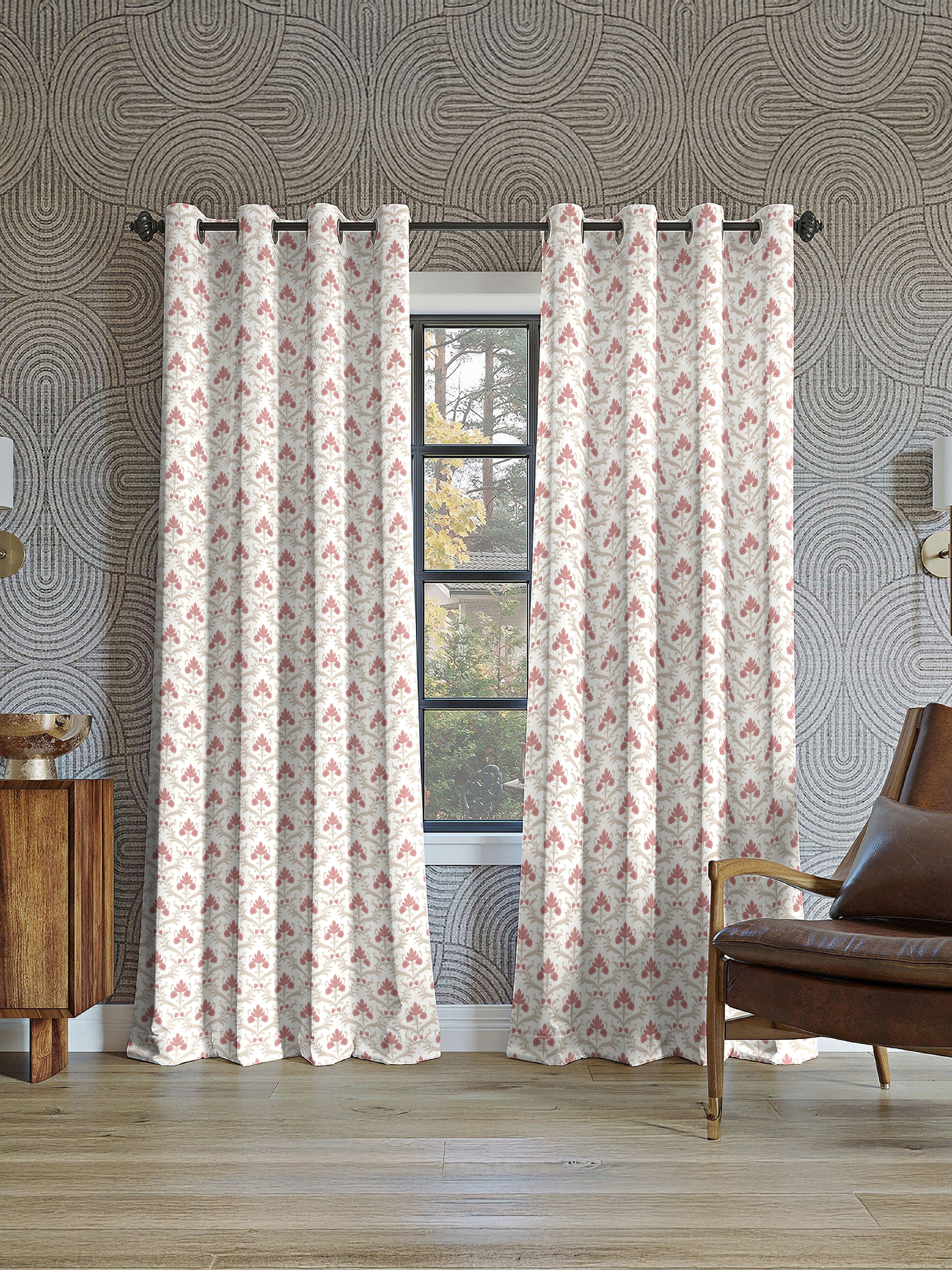 ZODIAC MATTY CORAL PRINTED ROOM DARKENER CURTAIN