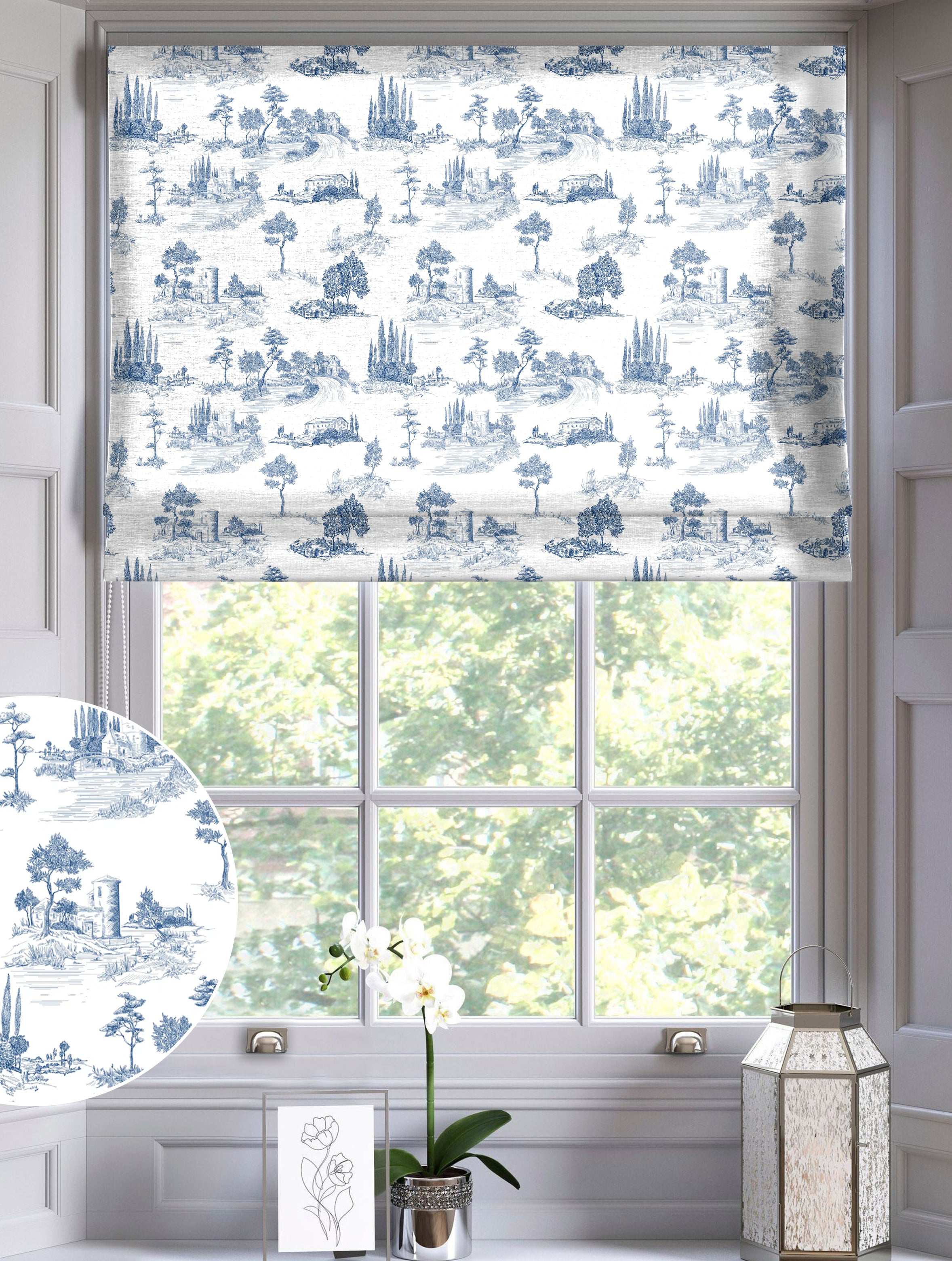 COBANO BLUE READY MADE ROMAN BLIND