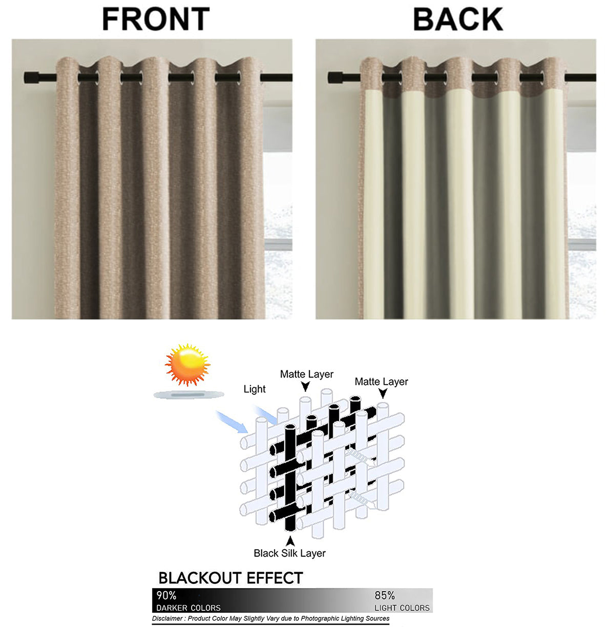 SUNBLOCK TEXTURE LASA PRINTED CHIKU BLACKOUT CURTAIN