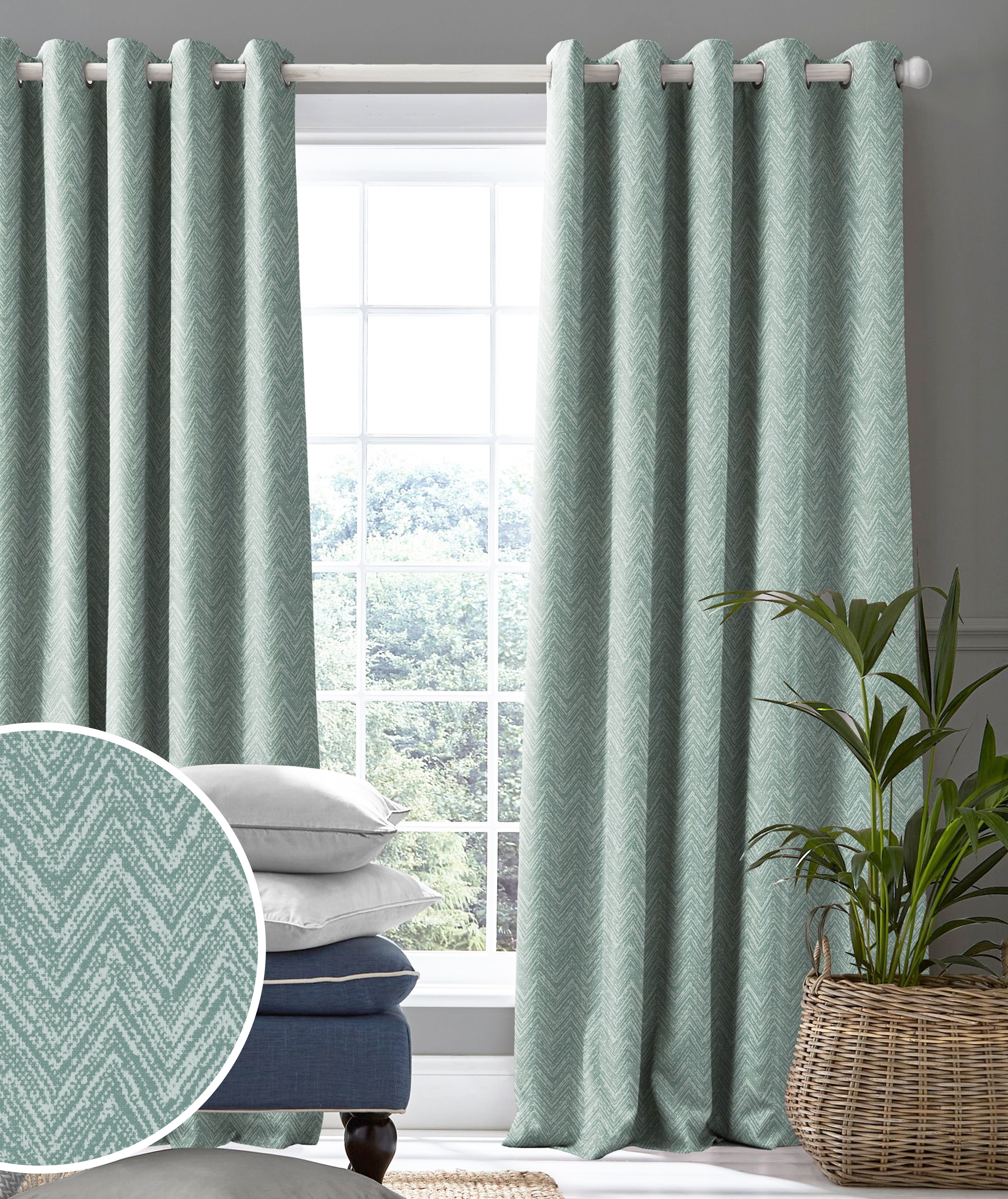 SONORA SEAGREEN PRINTED BLACKOUT CURTAIN