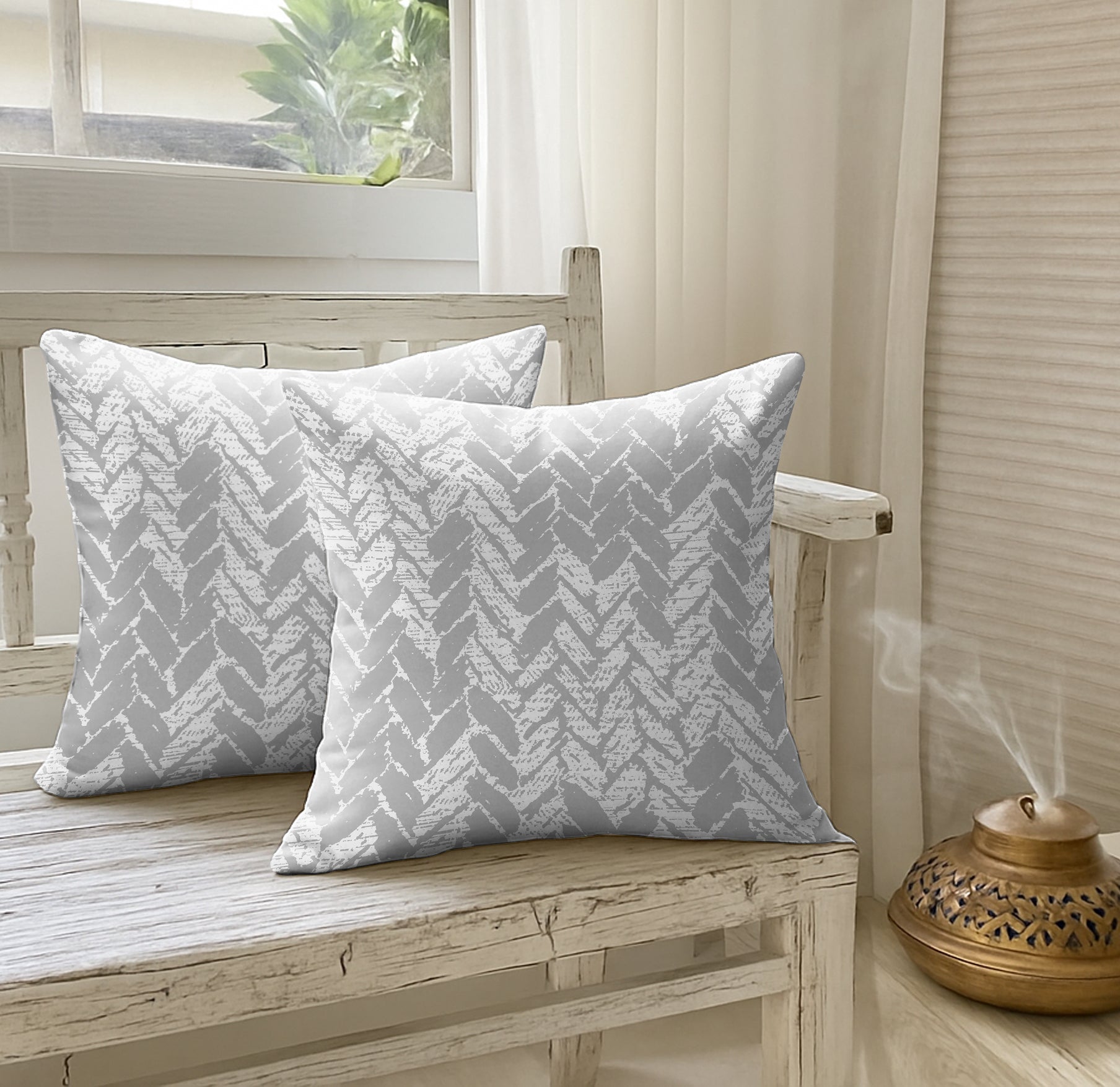 EDINA GREY DIGITAL PRINTED CUSHION COVER (Pack of 2)