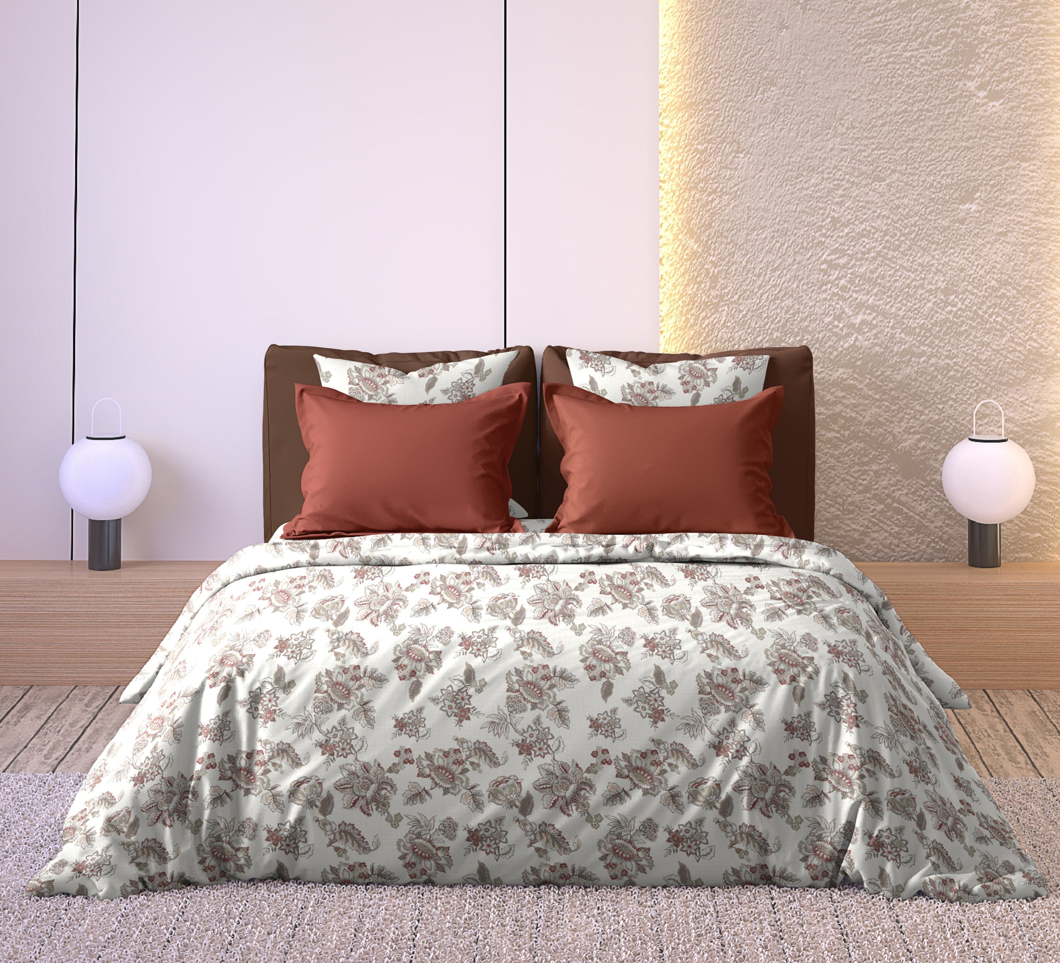 ANZIO RED COTTON BEDSHEET WITH PILLOWCOVER