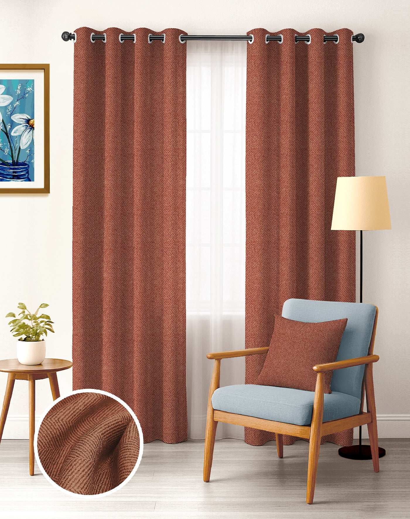 TWILLBONE CLAY PRINTED BLACKOUT CURTAINS