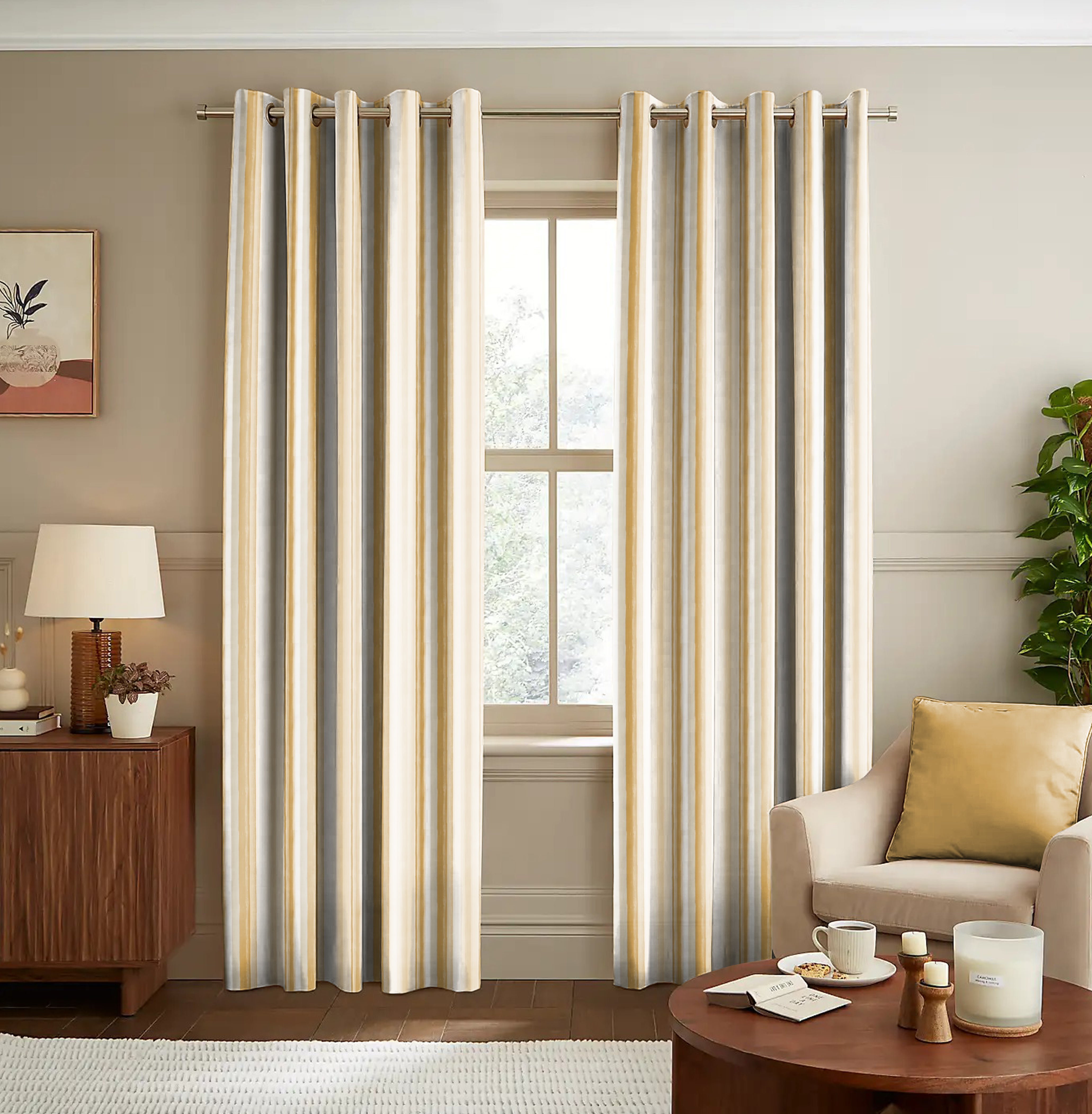 ALVIN ORANGE PRINTED BLACKOUT CURTAIN