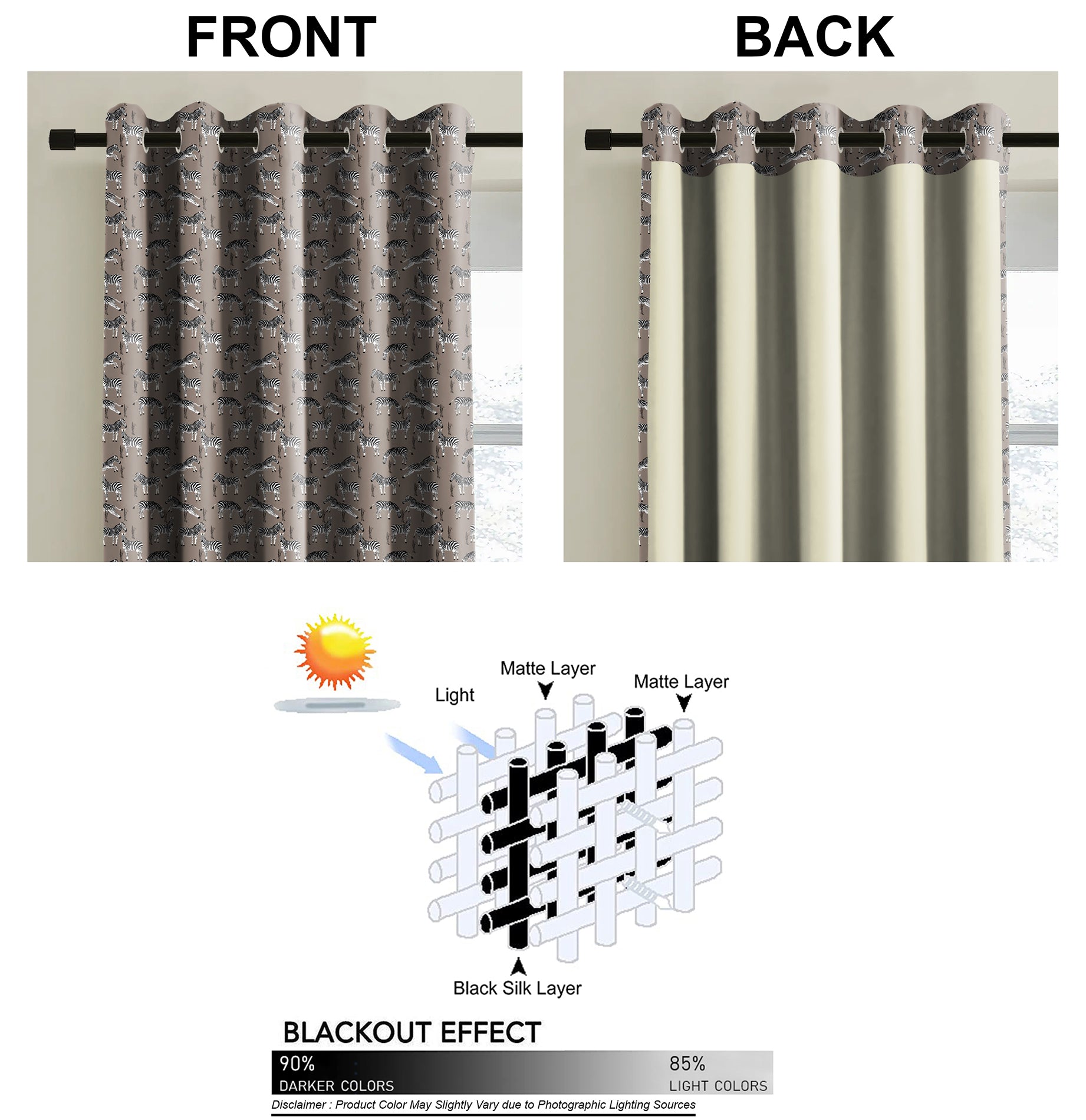 Zebra L Brown Blackout Curtains