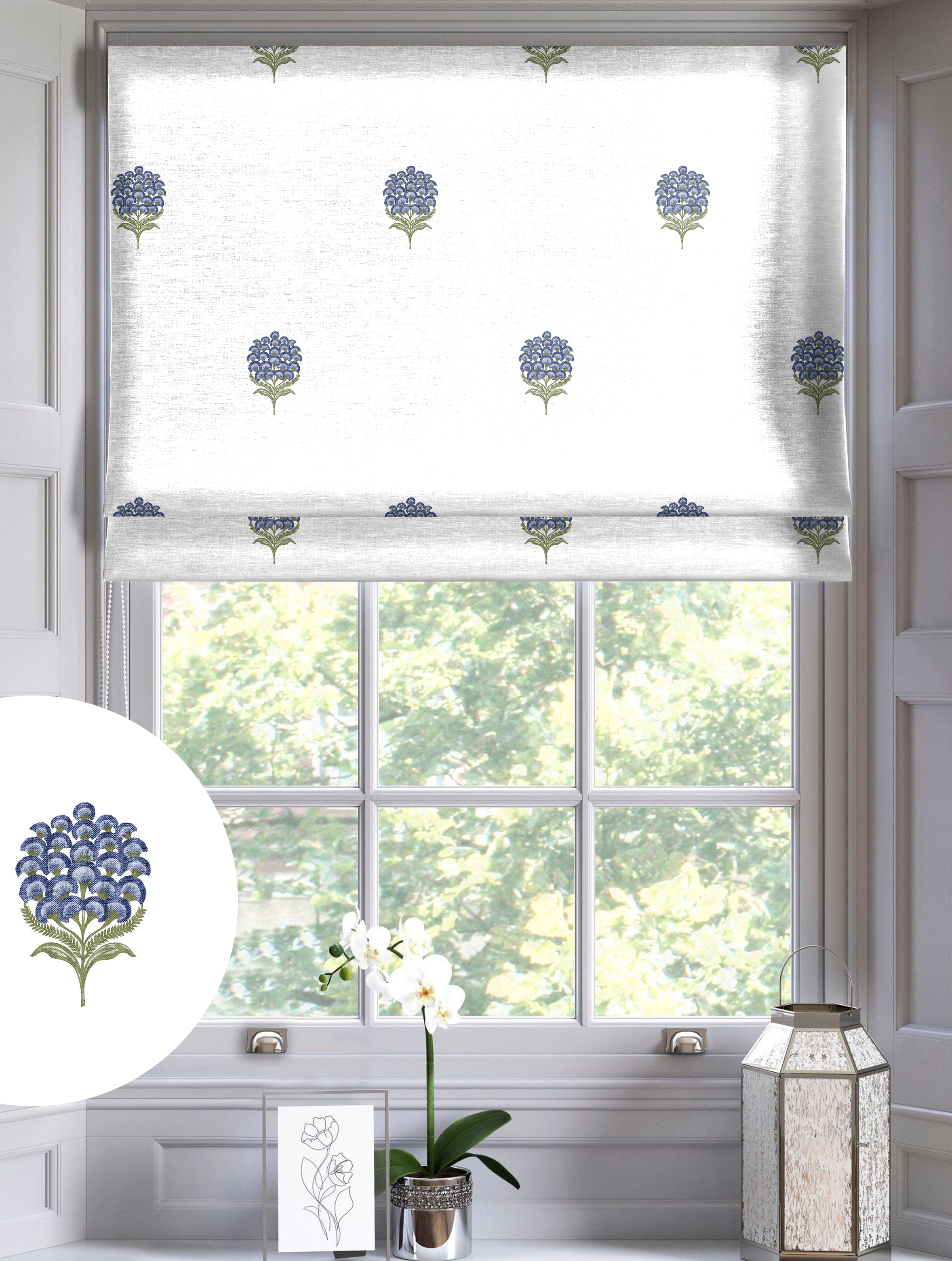 POKHARA BLUE READY MADE ROMAN BLIND