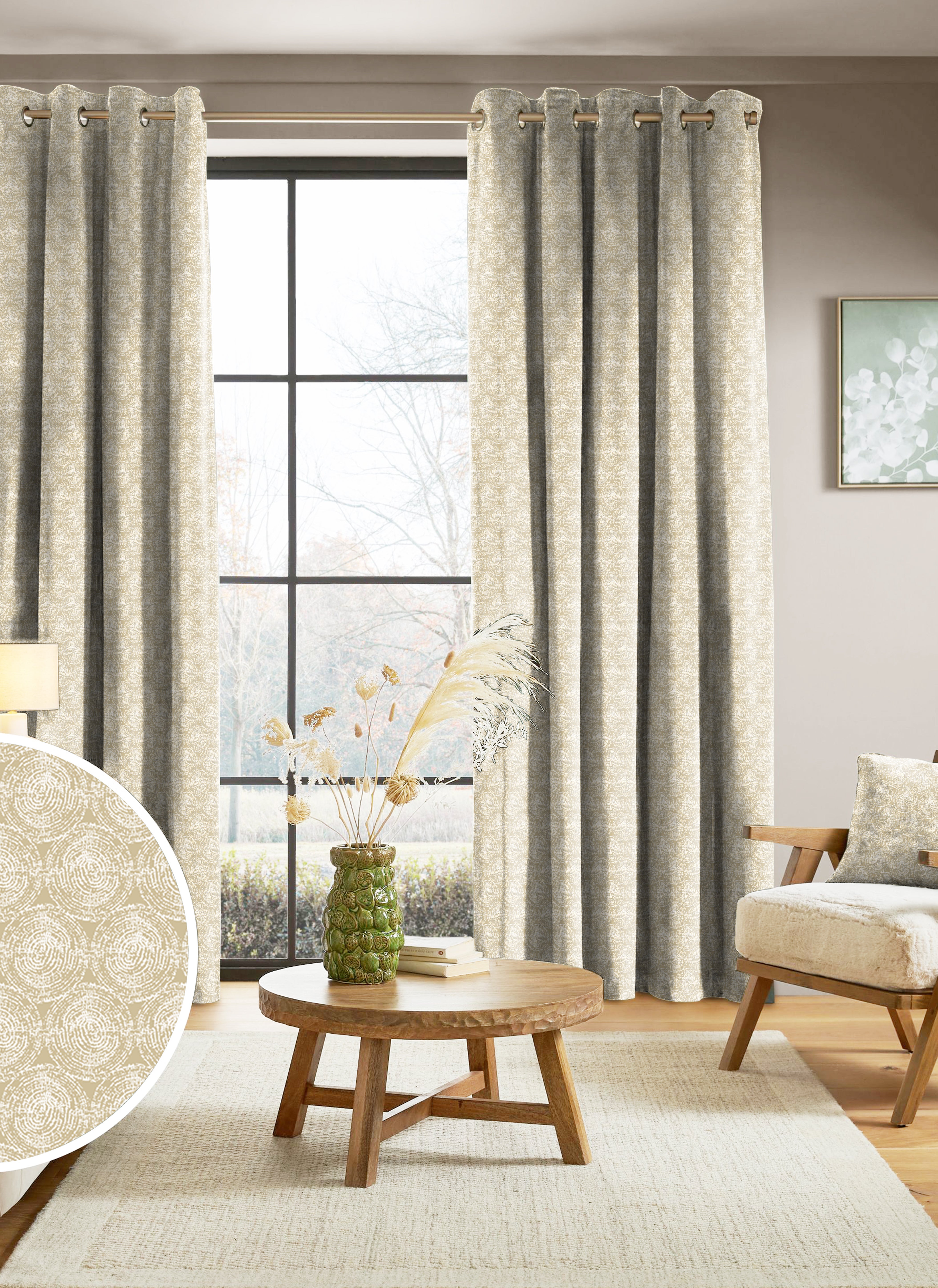 FUSION BROWN CURTAIN PRINTED FOR LIVING & BEDROOMS