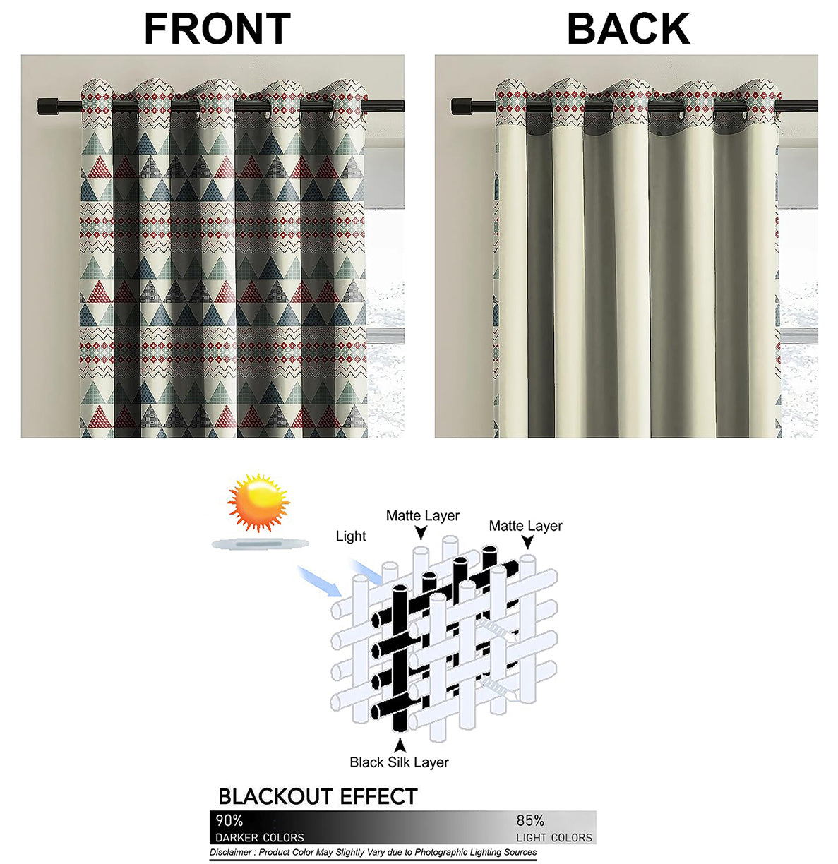 COMO RED GREY BLACKOUT CURTAINS