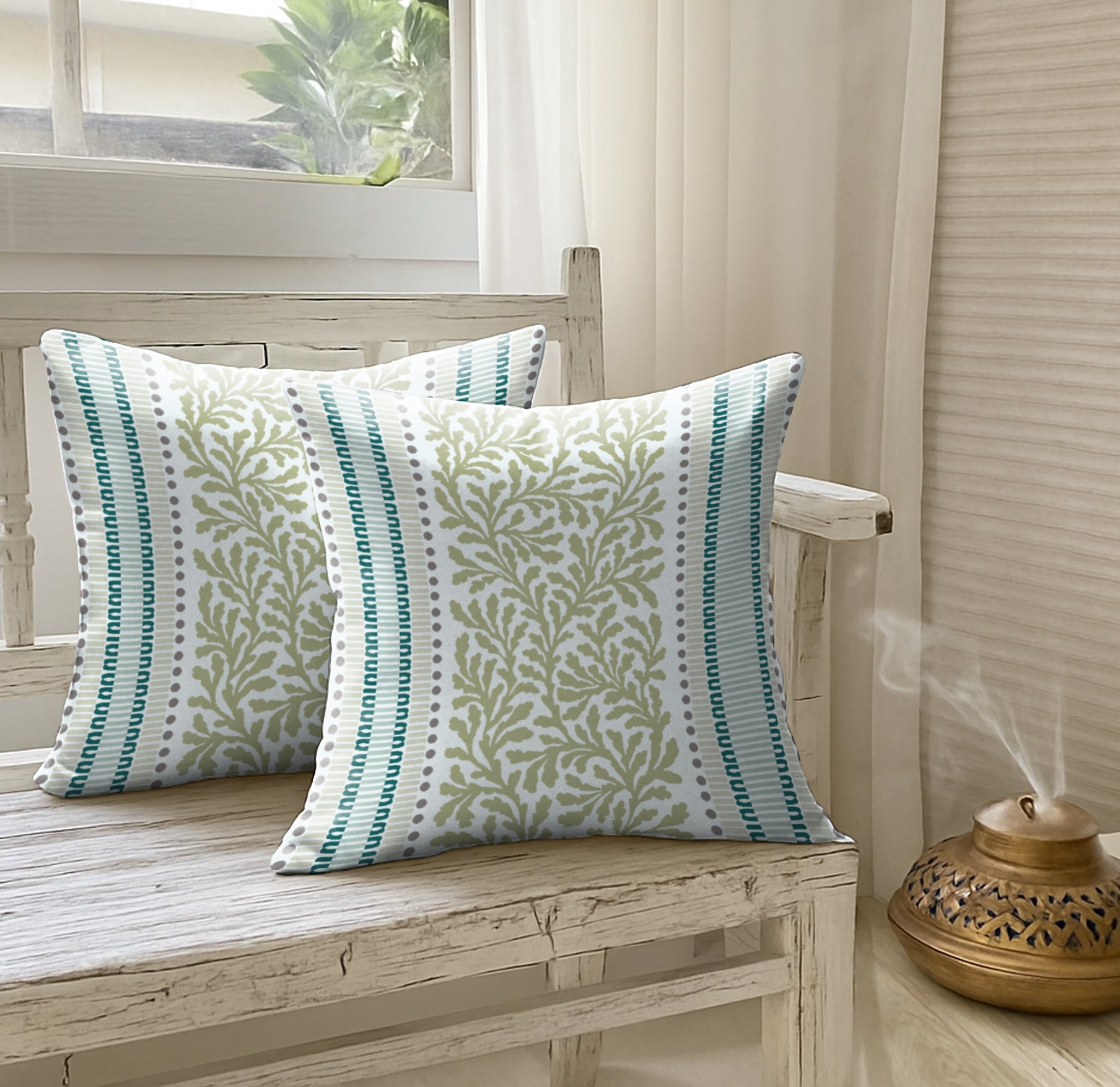 TORONTO LIGHTGREEN DIGITAL PRINTED CUSHION COVER (Pack of 2)