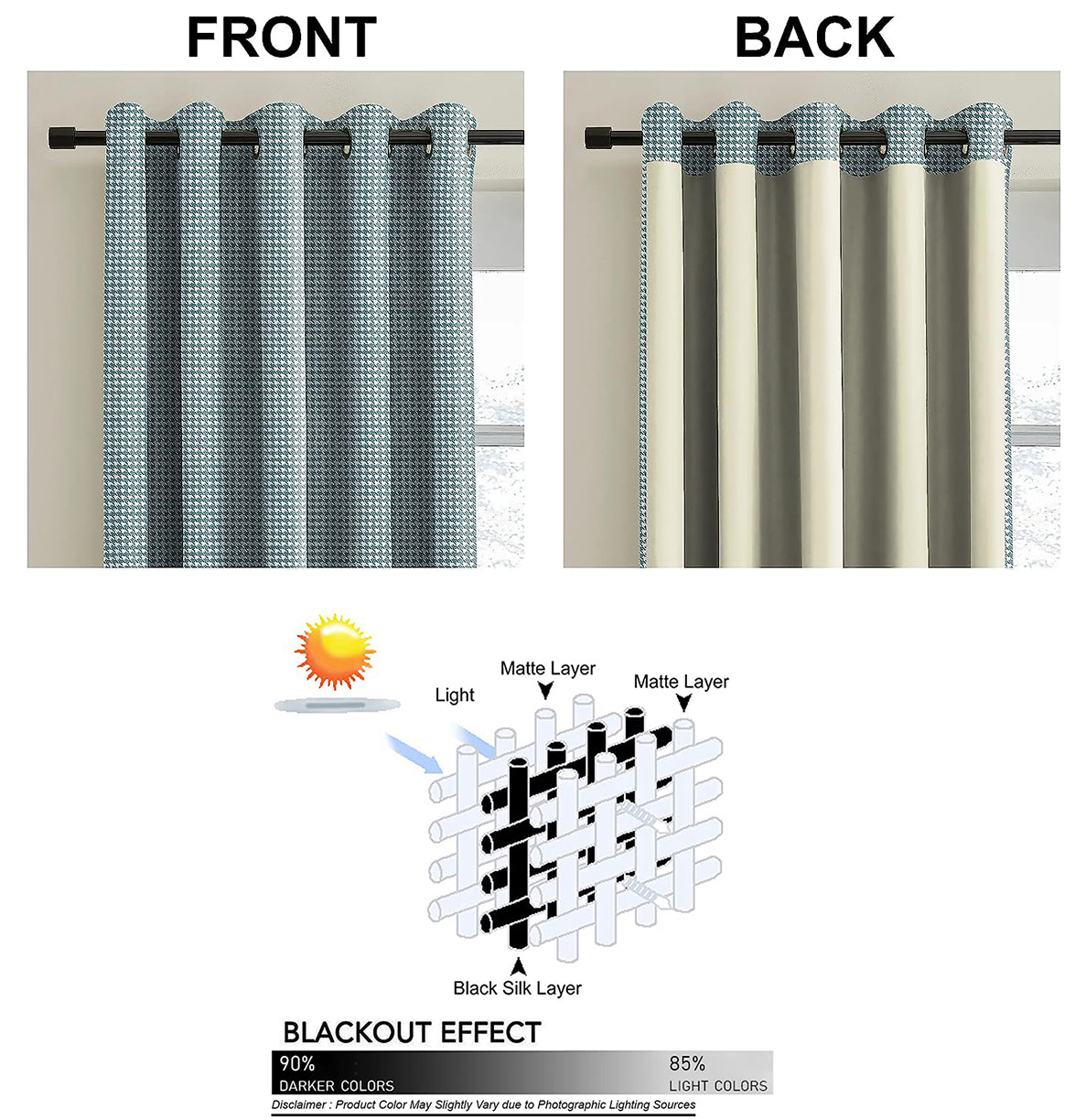 HOUNDSTOOTH SKY BLEU BLACKOUT CURTAINS