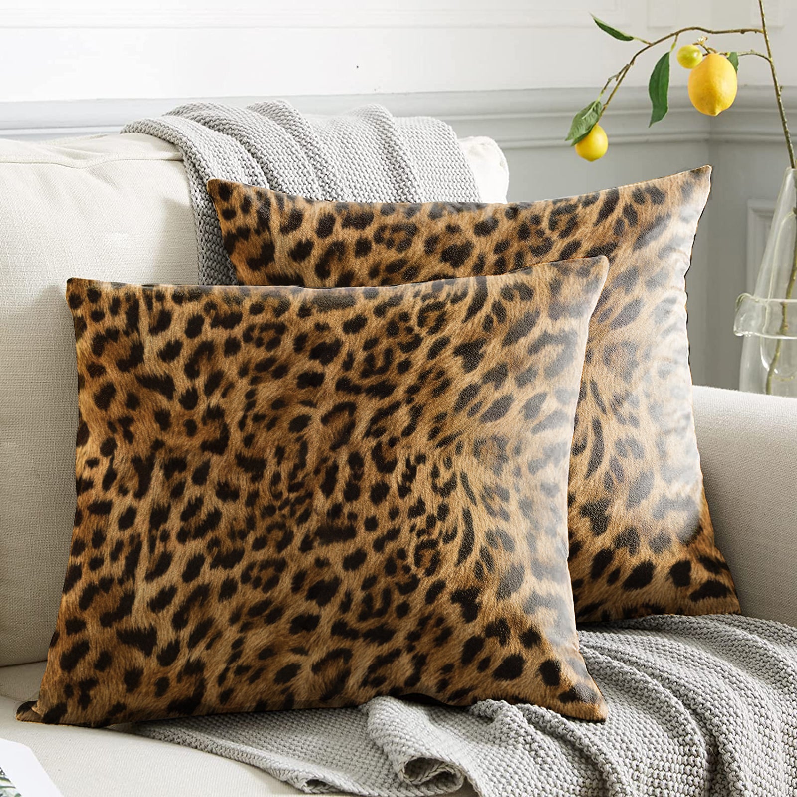 LEOPARD SKIN DIGITAL PRINTED CUSHION COVER (Pack of 2)