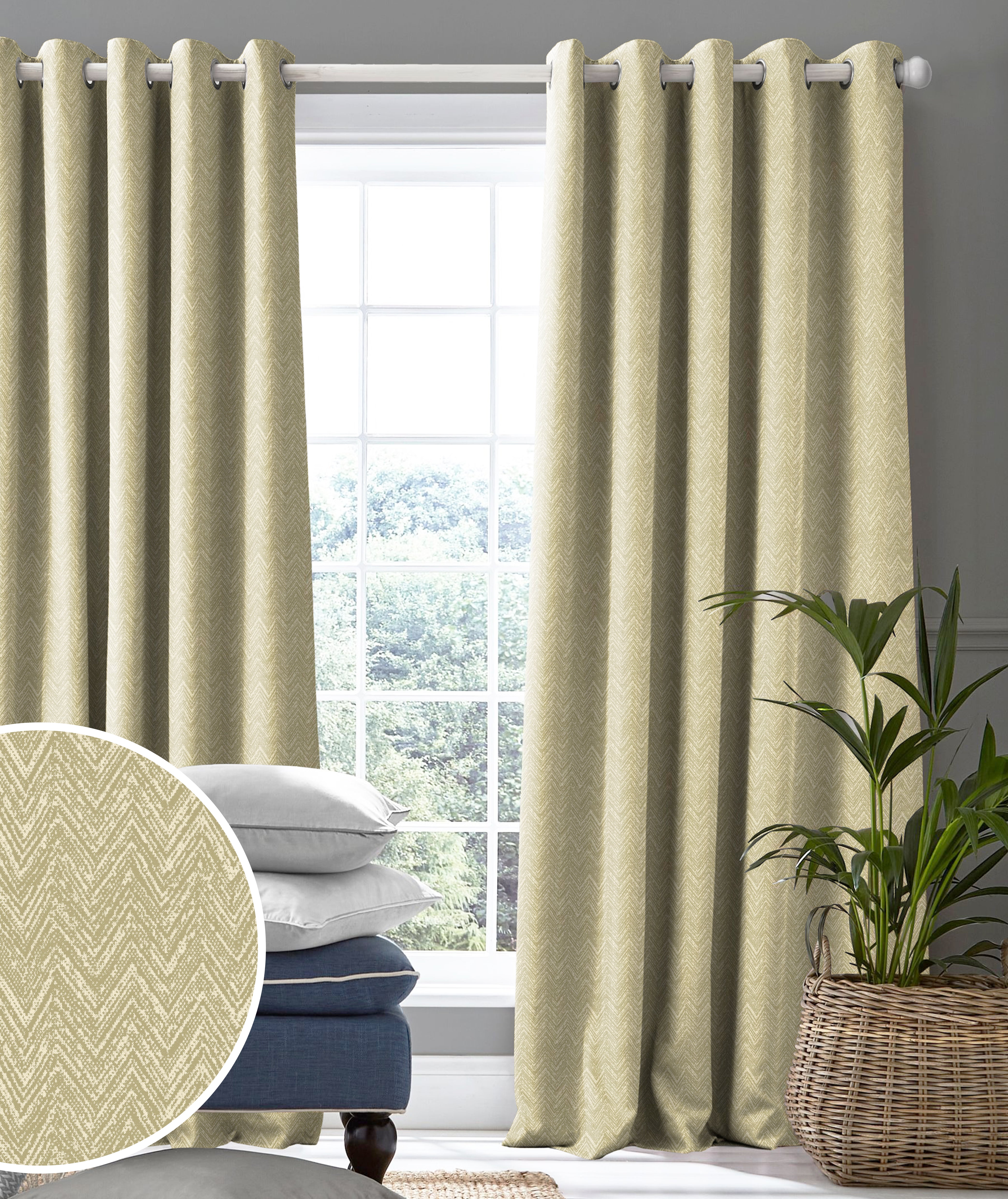 SONORA LIGHT GREEN PRINTED BLACKOUT CURTAIN