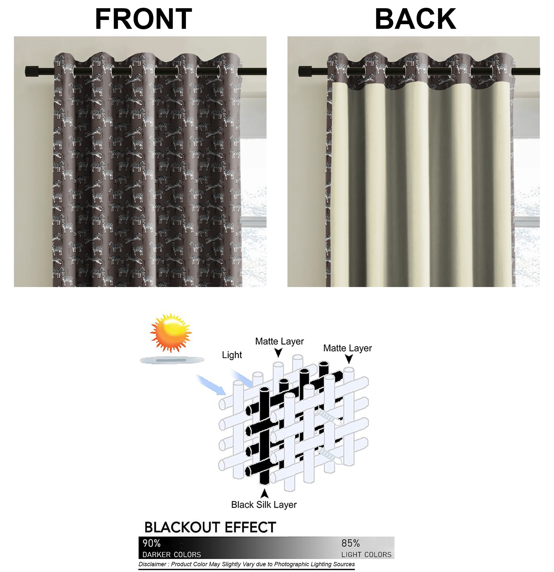 Zebra Brown Blackout Curtains