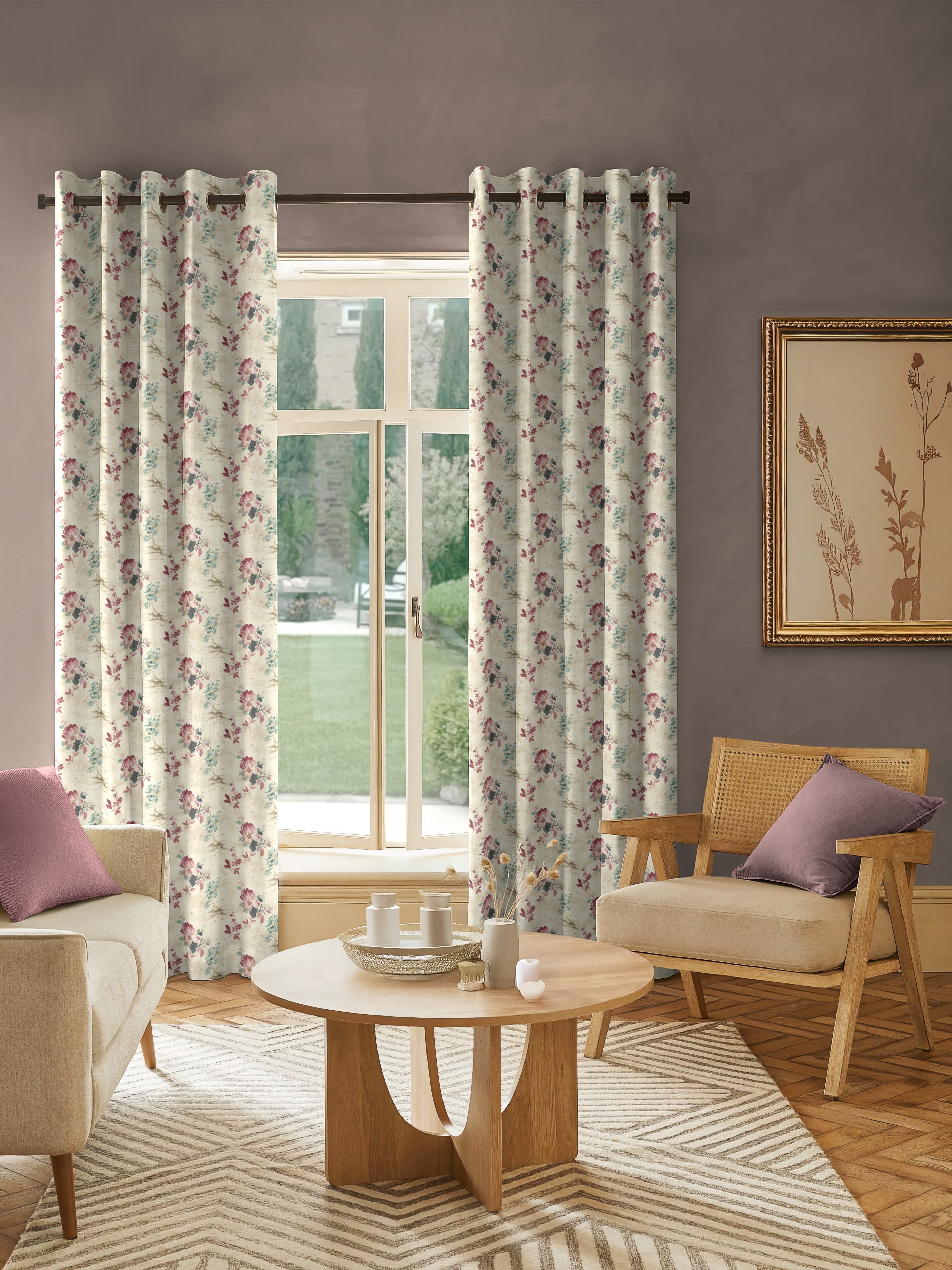 HAZEL PINK PRINTED BLACKOUT CURTAIN