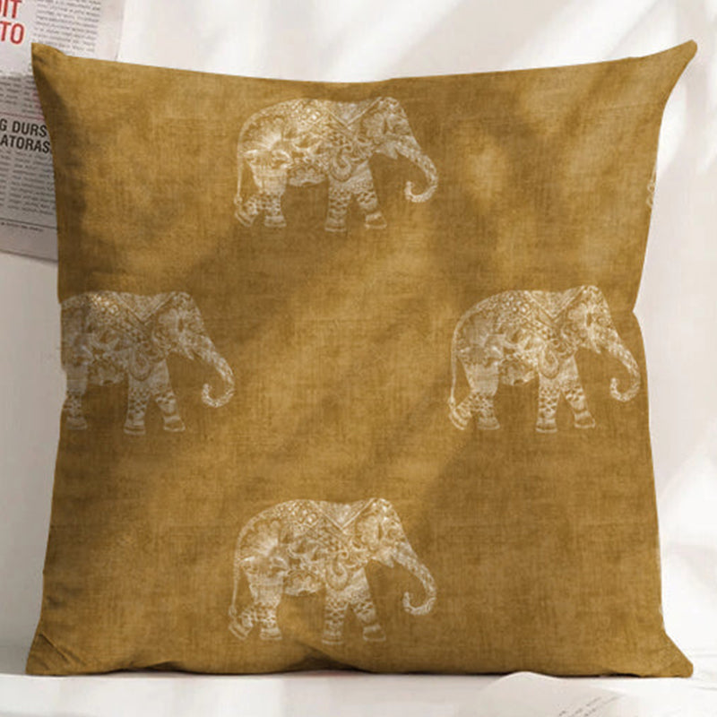 JODHPUR ELEPHANT DIGITAL PRINTED CUSHION COVER CAMEL (Pack of 2)