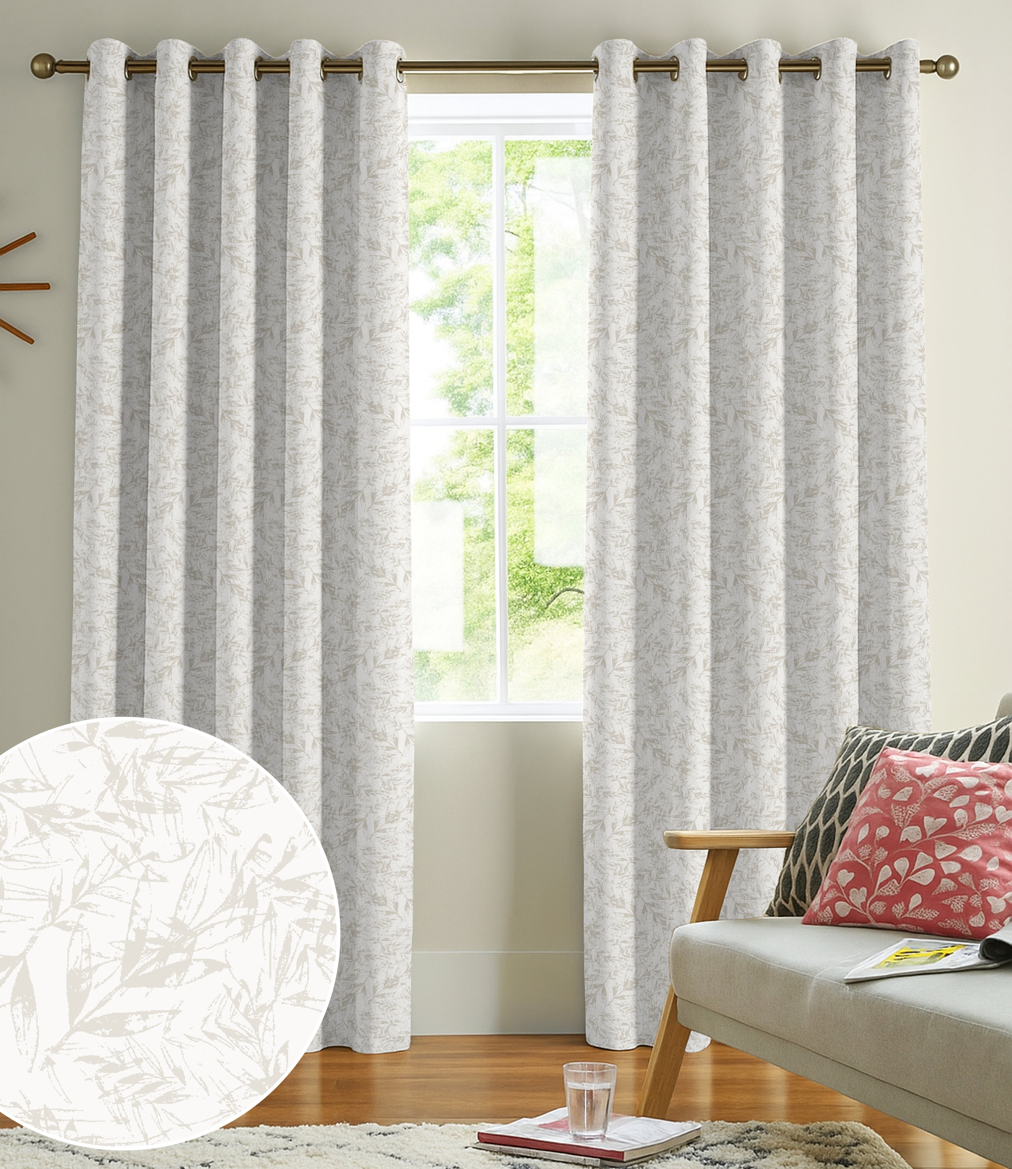 KENTON BEIGE PRINTED BLACKOUT CURTAIN
