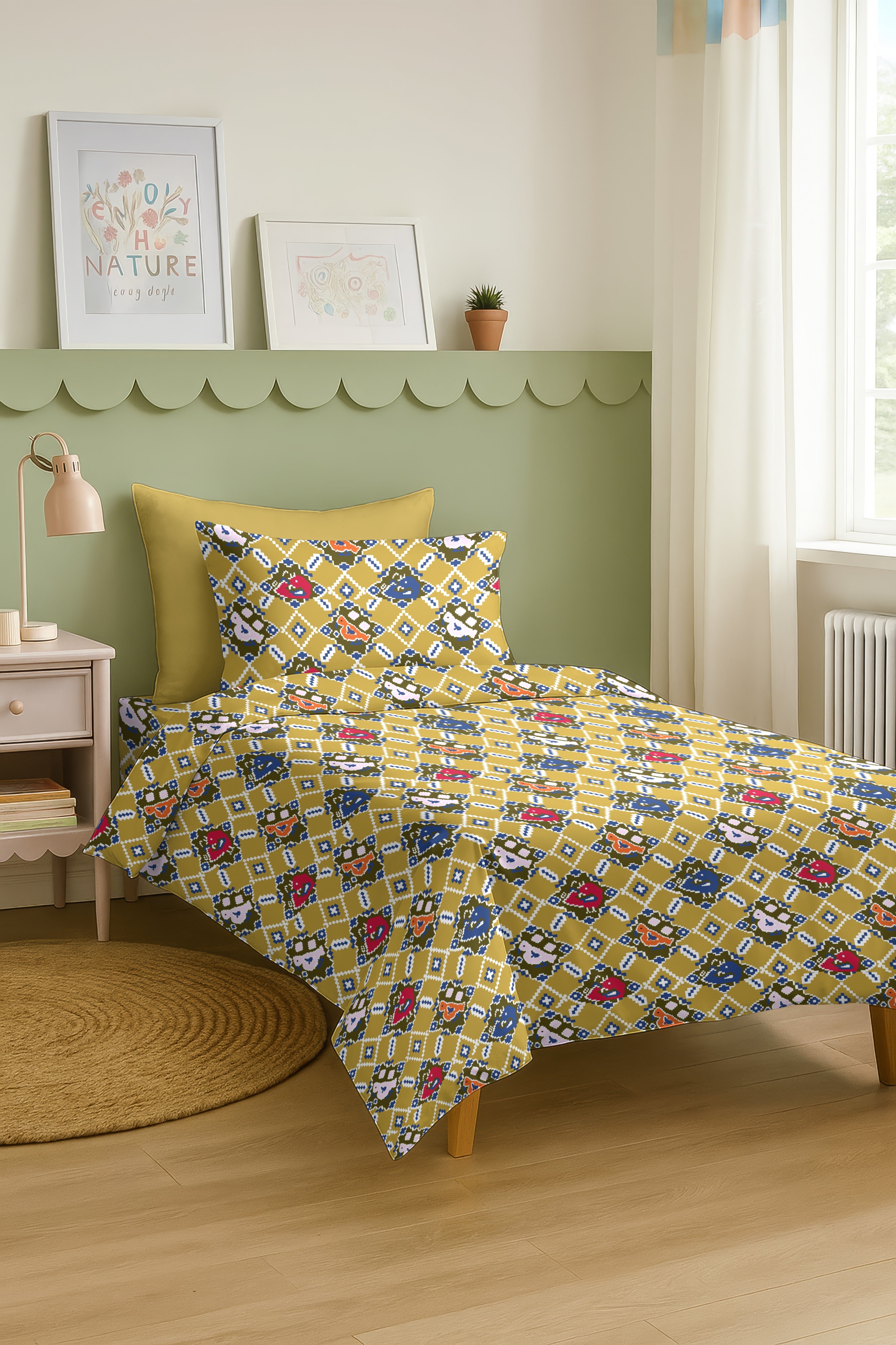 DALI GOLD BEDSHEET WITH PILLOWCOVER