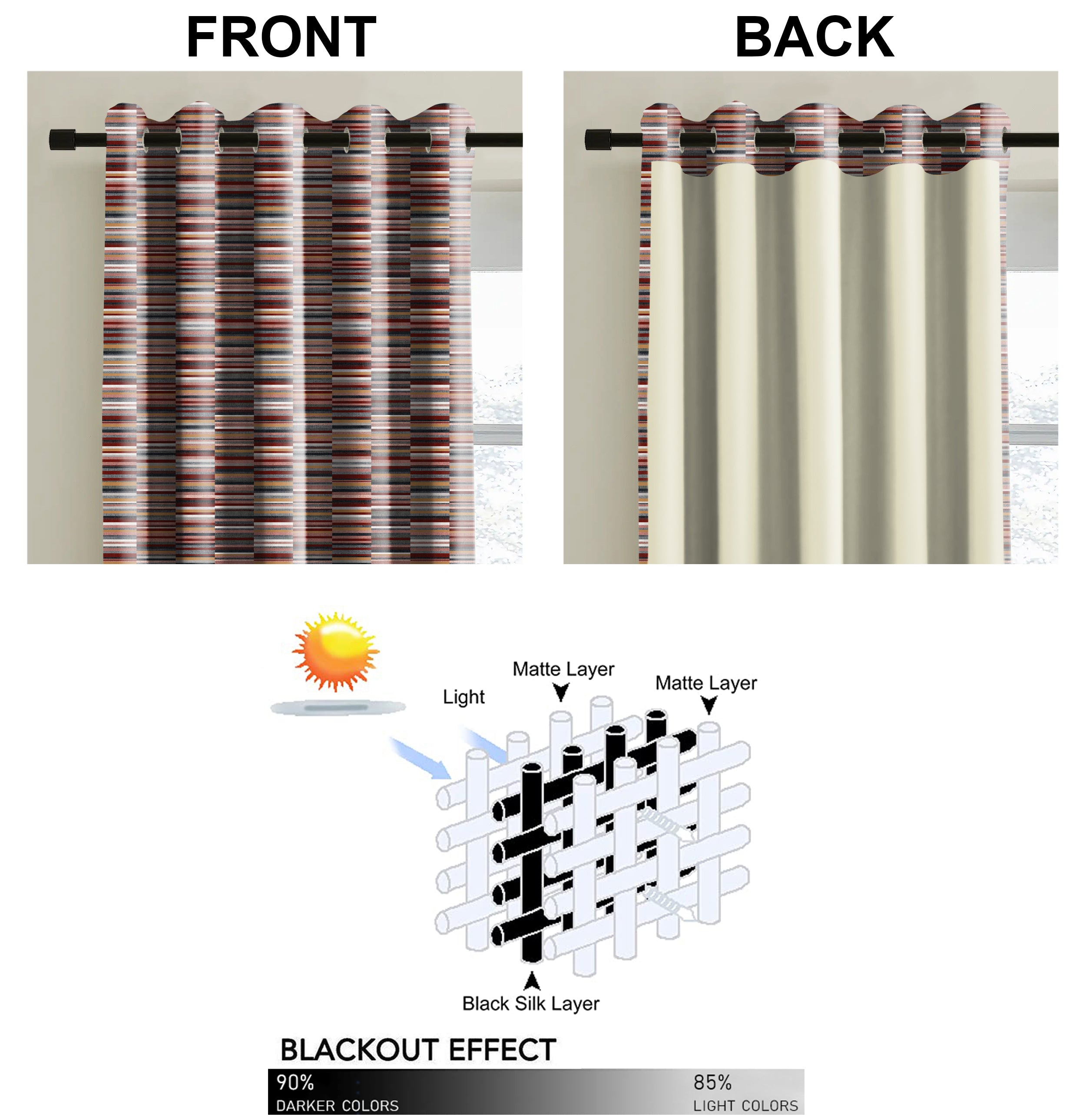 ILLUSION DASH BLACKOUT CURTAIN RED/CAMEL