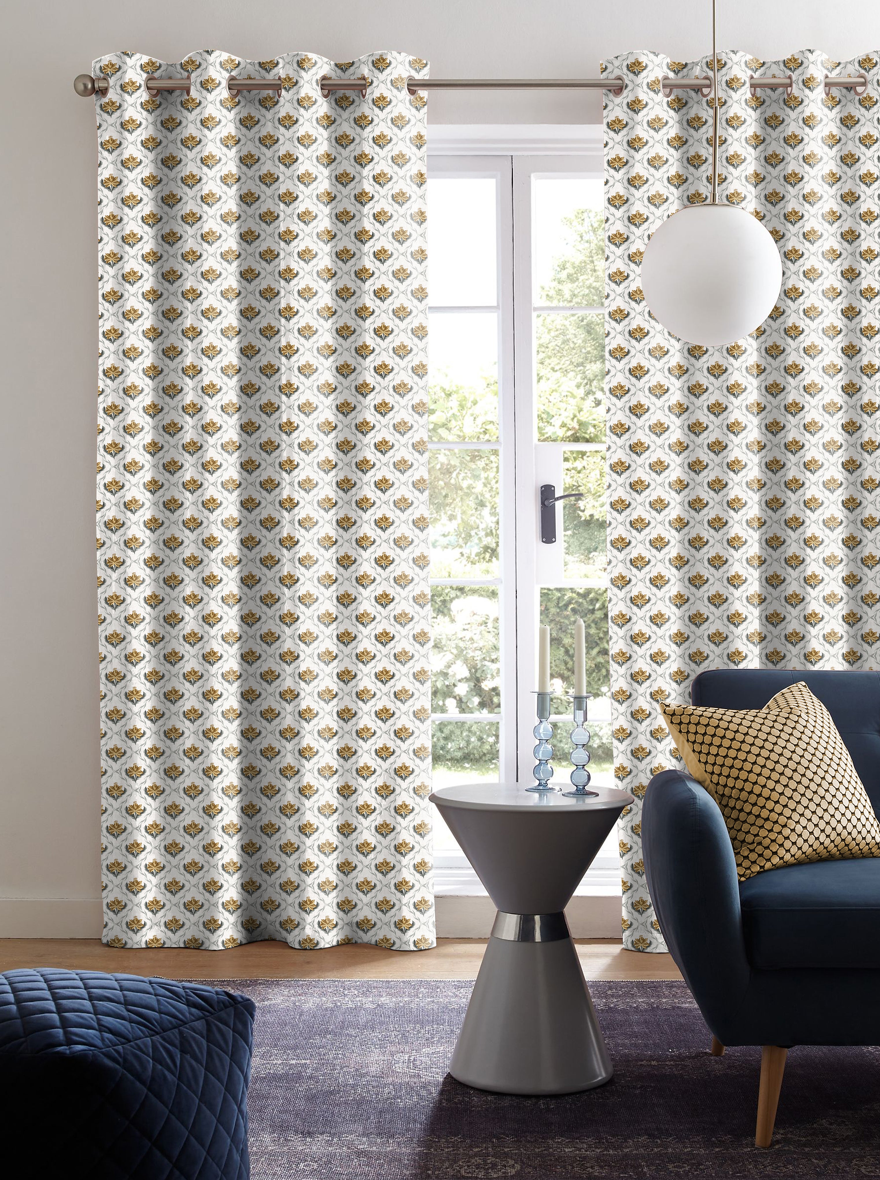 CHURCHGATE MUSTARD ROOM DARKENING PRINTED CURTAIN