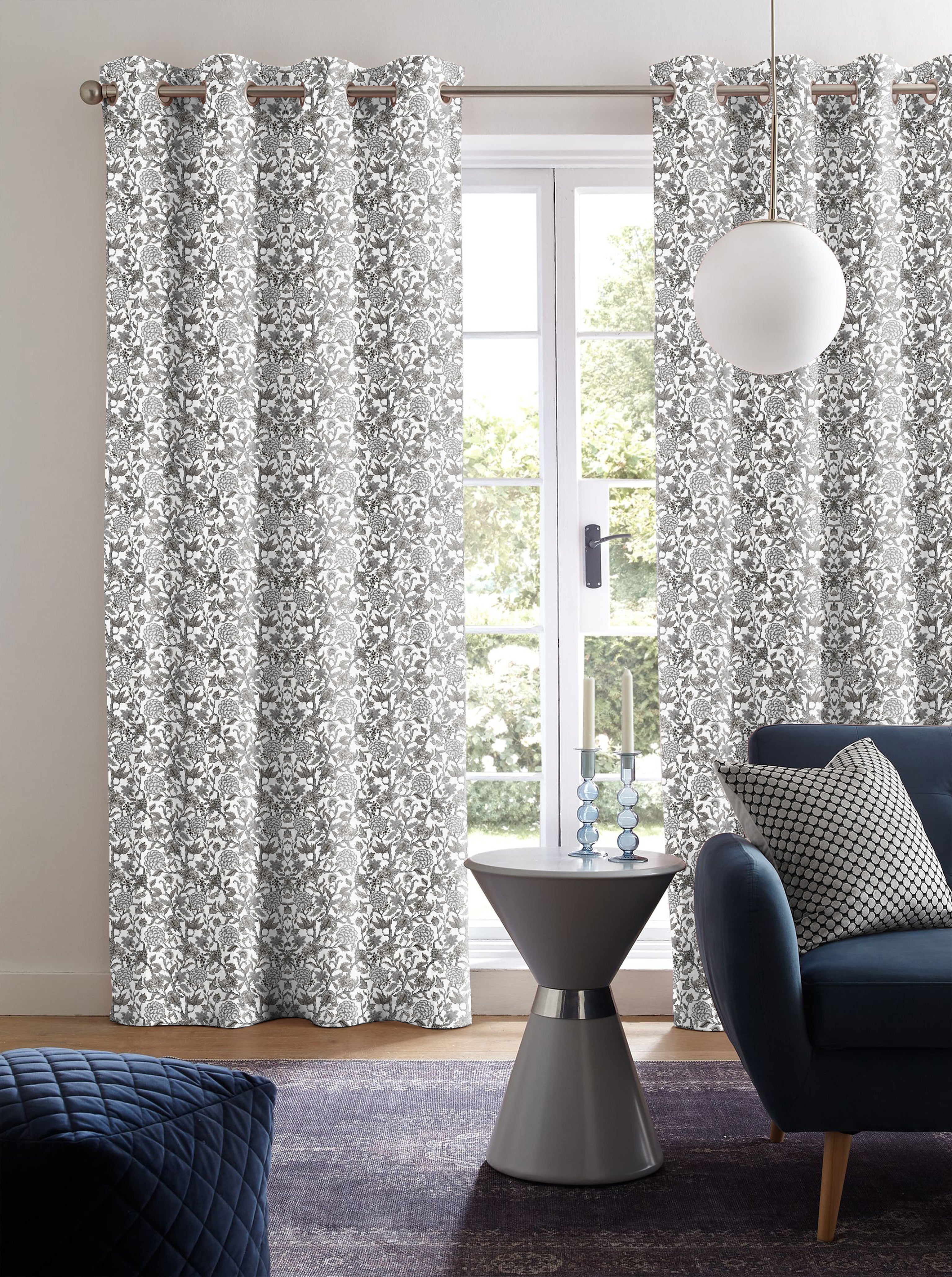 WHYTER PEWTER ROOM DARKENING PRINTED CURTAIN