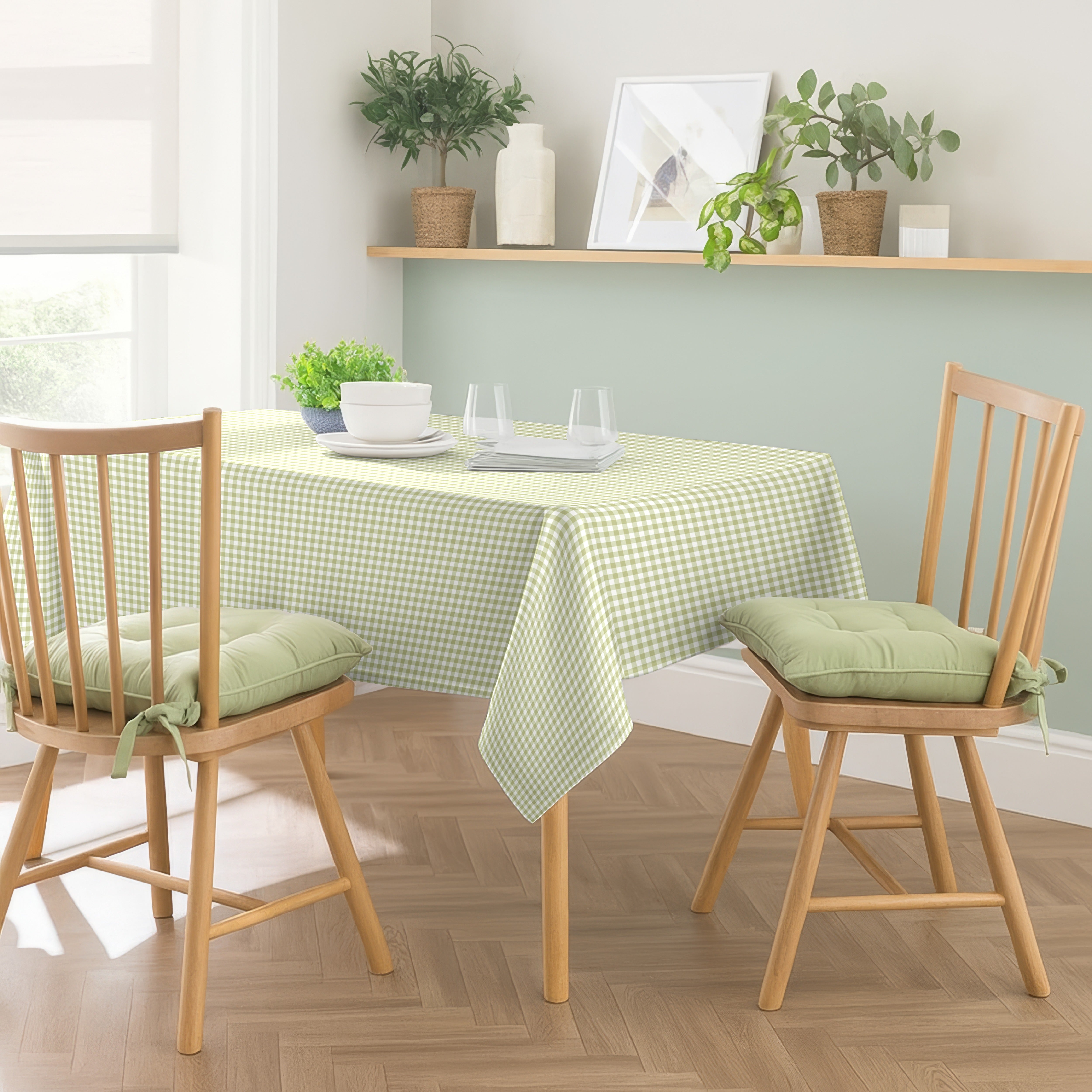 GINGHAM CHECKS LIGHT GREEN TABLE CLOTH