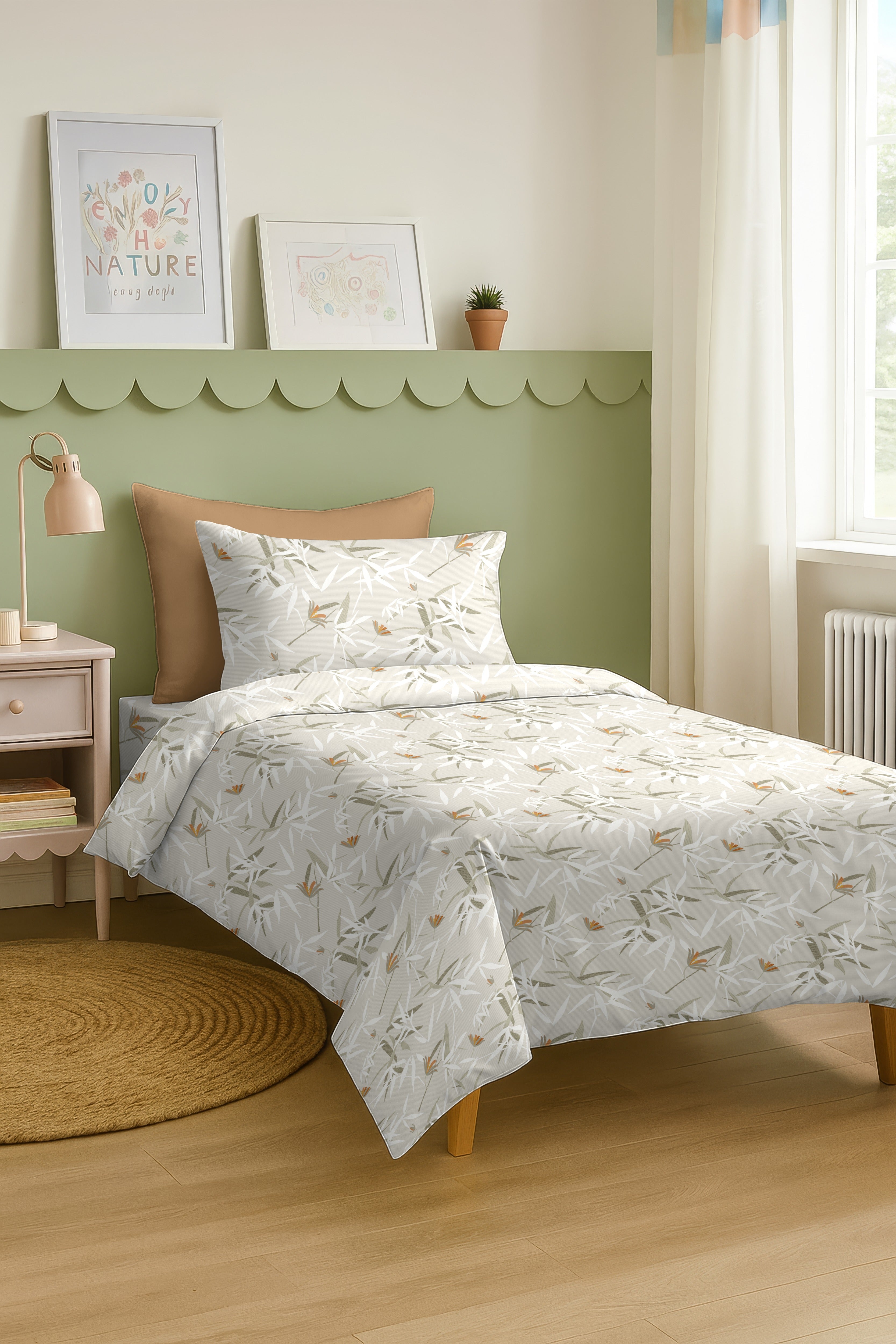 BOZEMAN ORANGE COTTON BEDSHEET WITH PILLOWCOVER