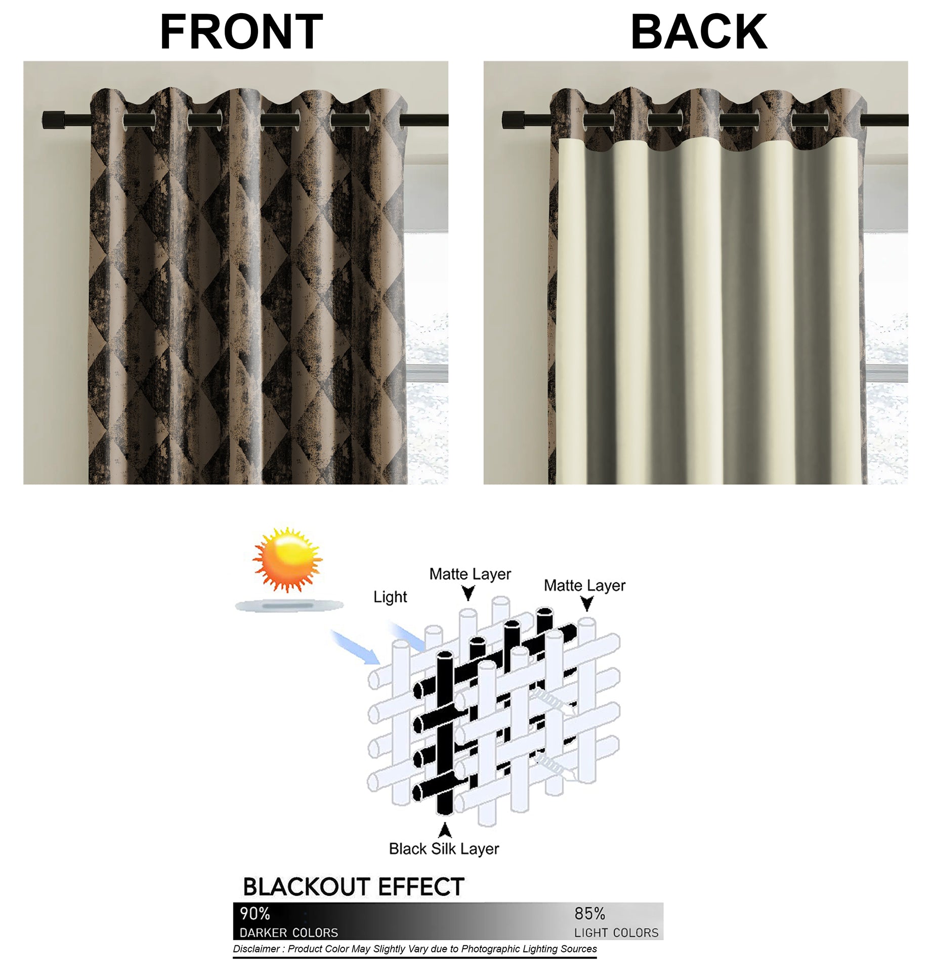 Mystique Charcoal Blackout Curtains