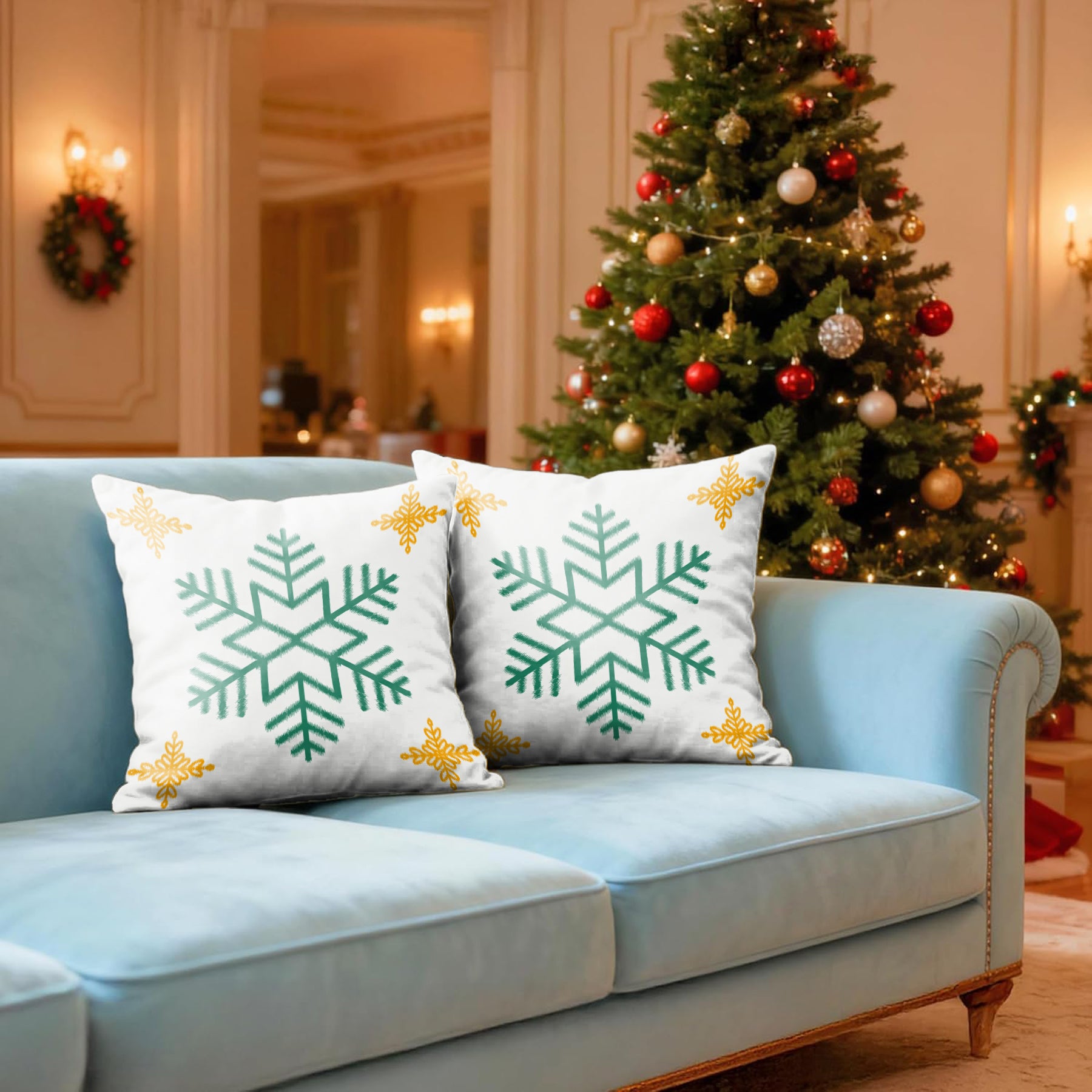 CHRISTMAS SNOWFLAKE CUSHION COVER (Pack of 2)
