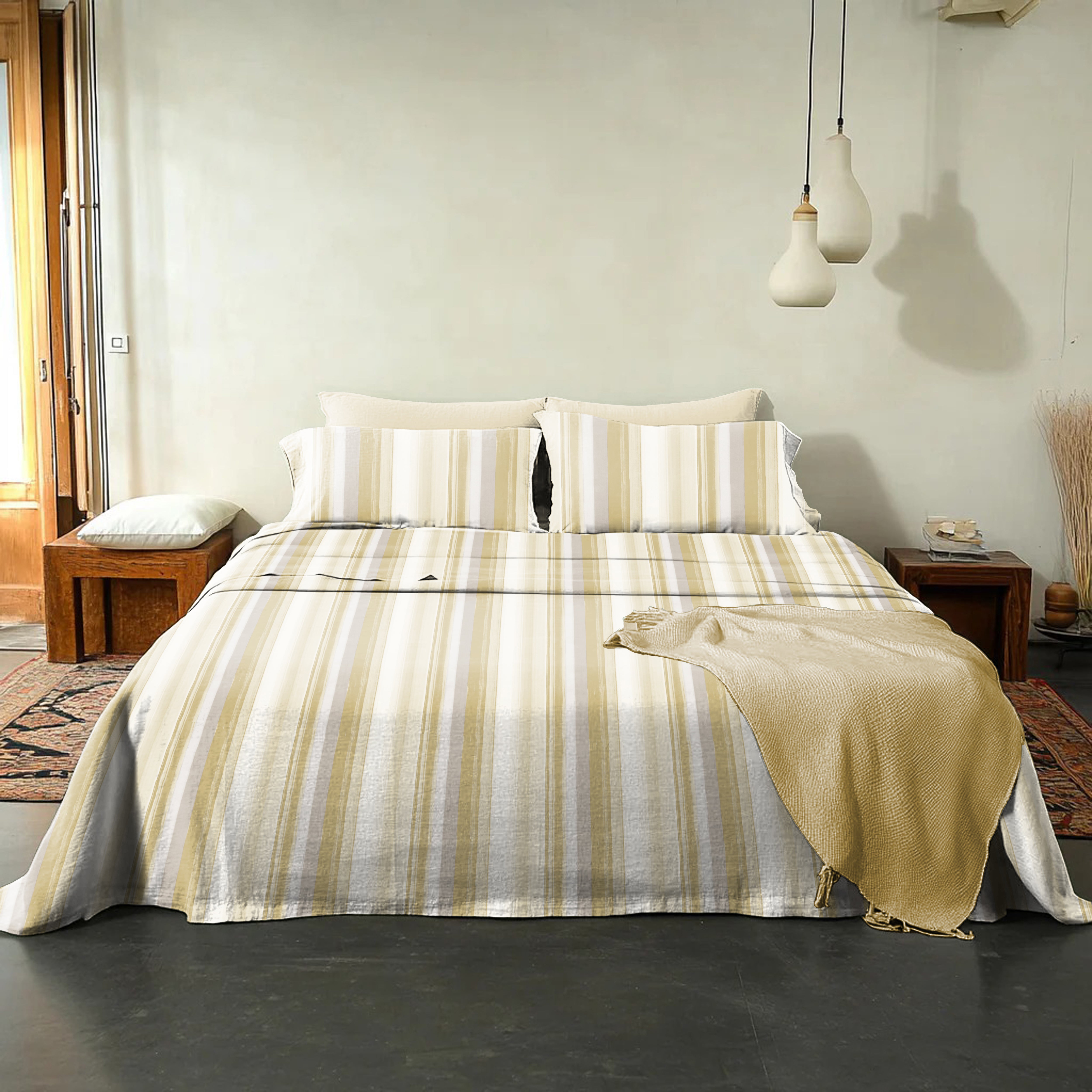 ALVIN LAVENDER COTTON BEDSHEET WITH PILLOWCOVER