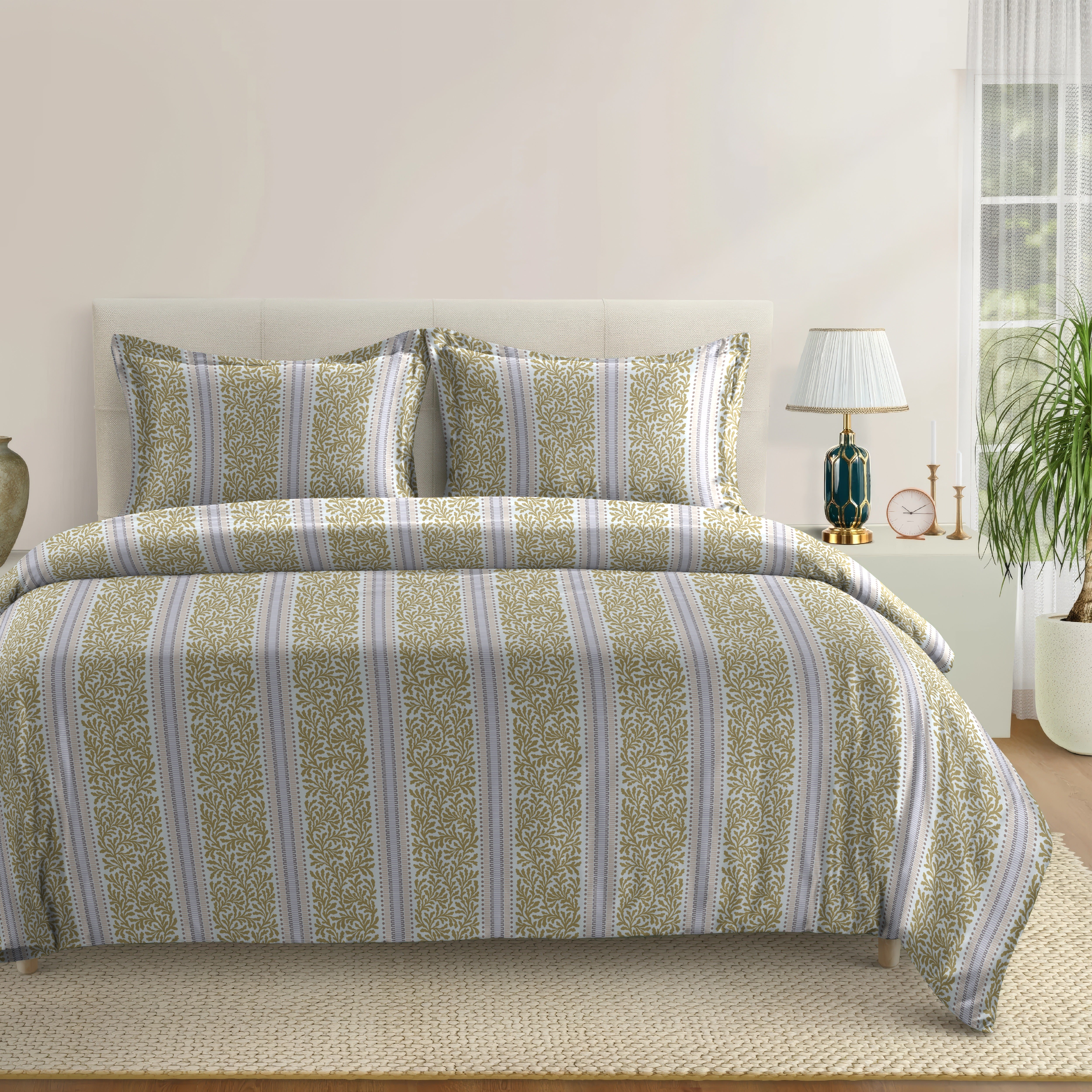 TORONTO GOLD COTTON BEDSHEET WITH PILLOWCOVER