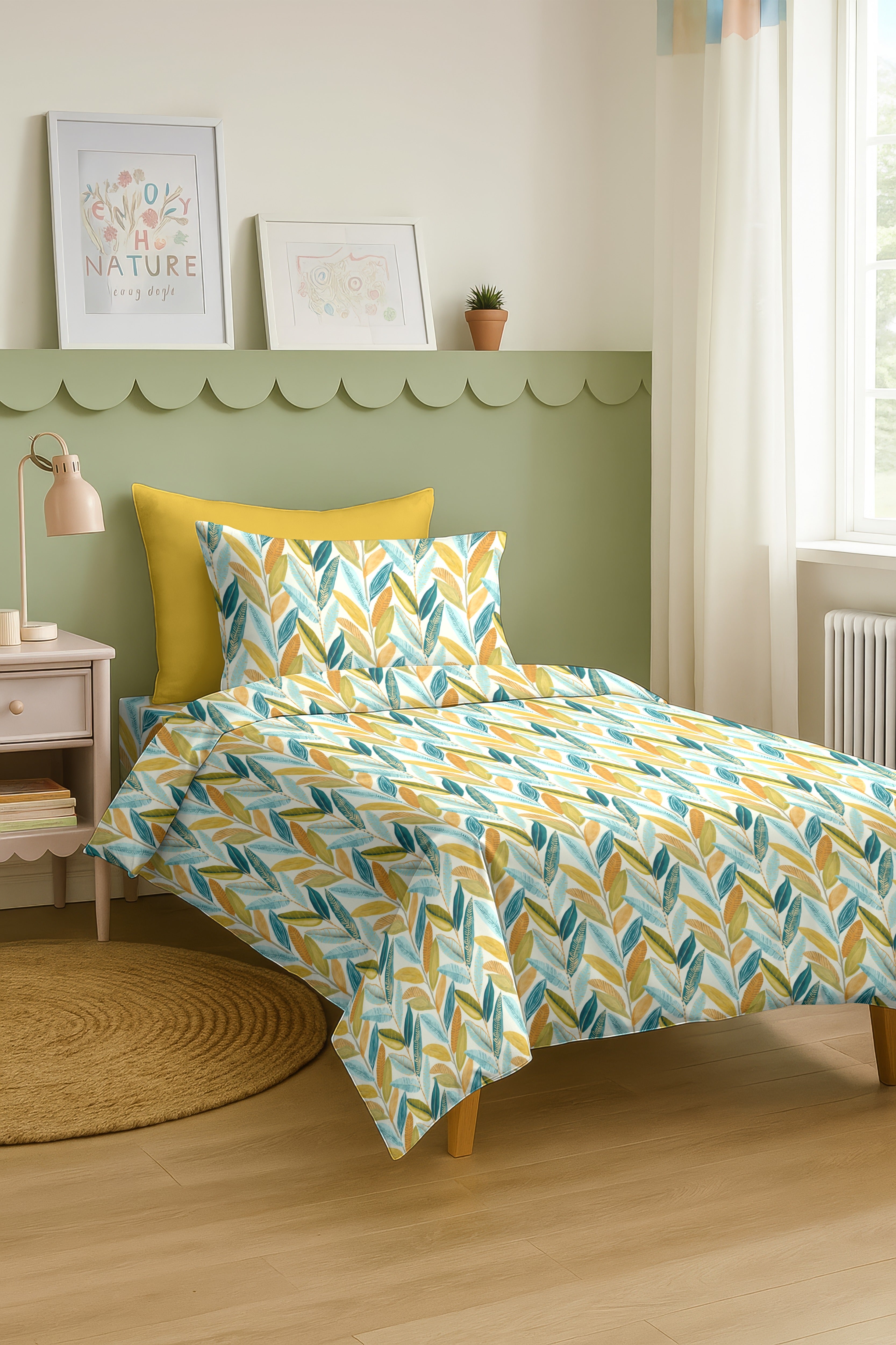 MANDALAY GREEN BEDSHEET WITH PILLOWCOVER