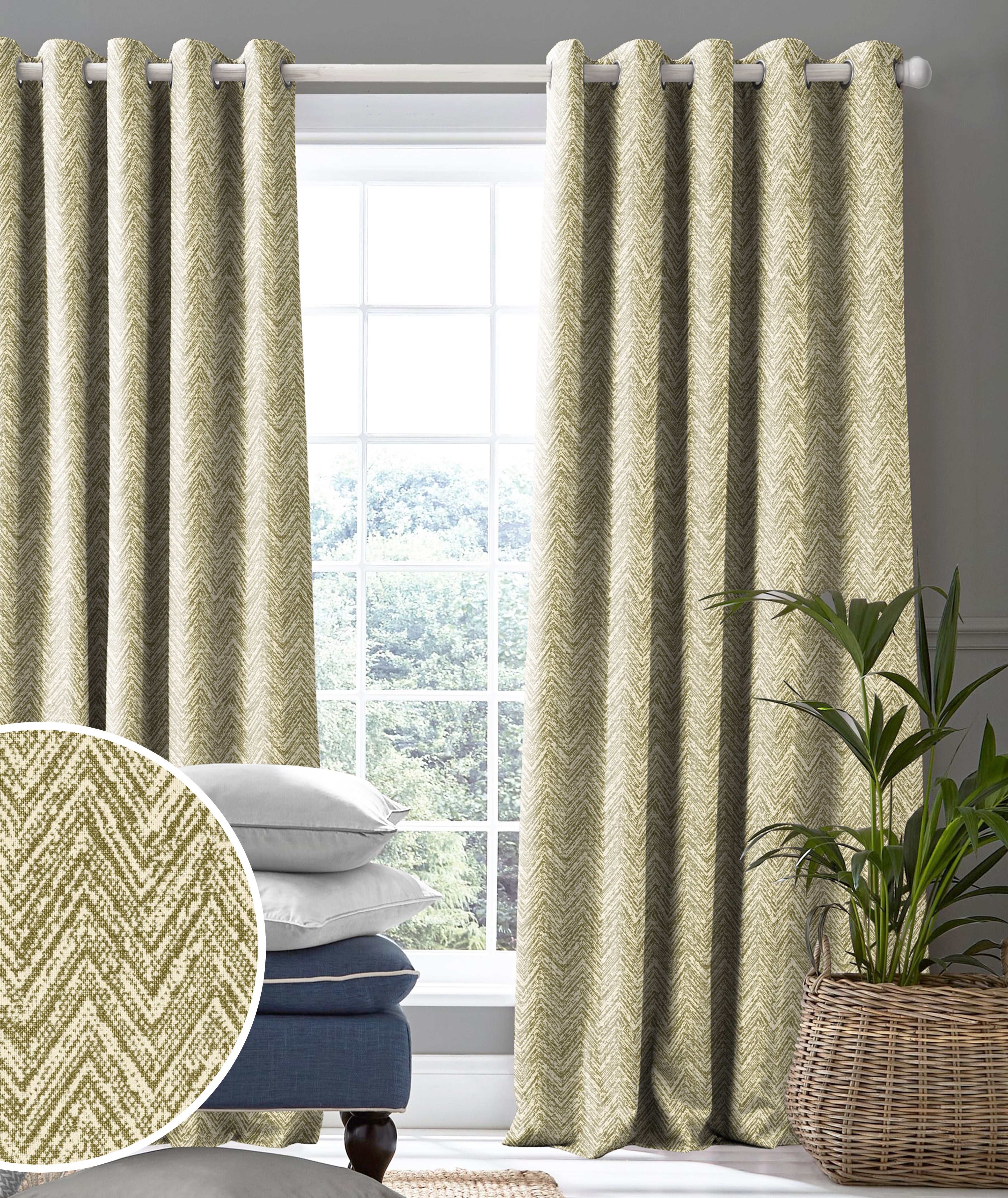 SONORA LIGHT GREEN PRINTED BLACKOUT CURTAIN