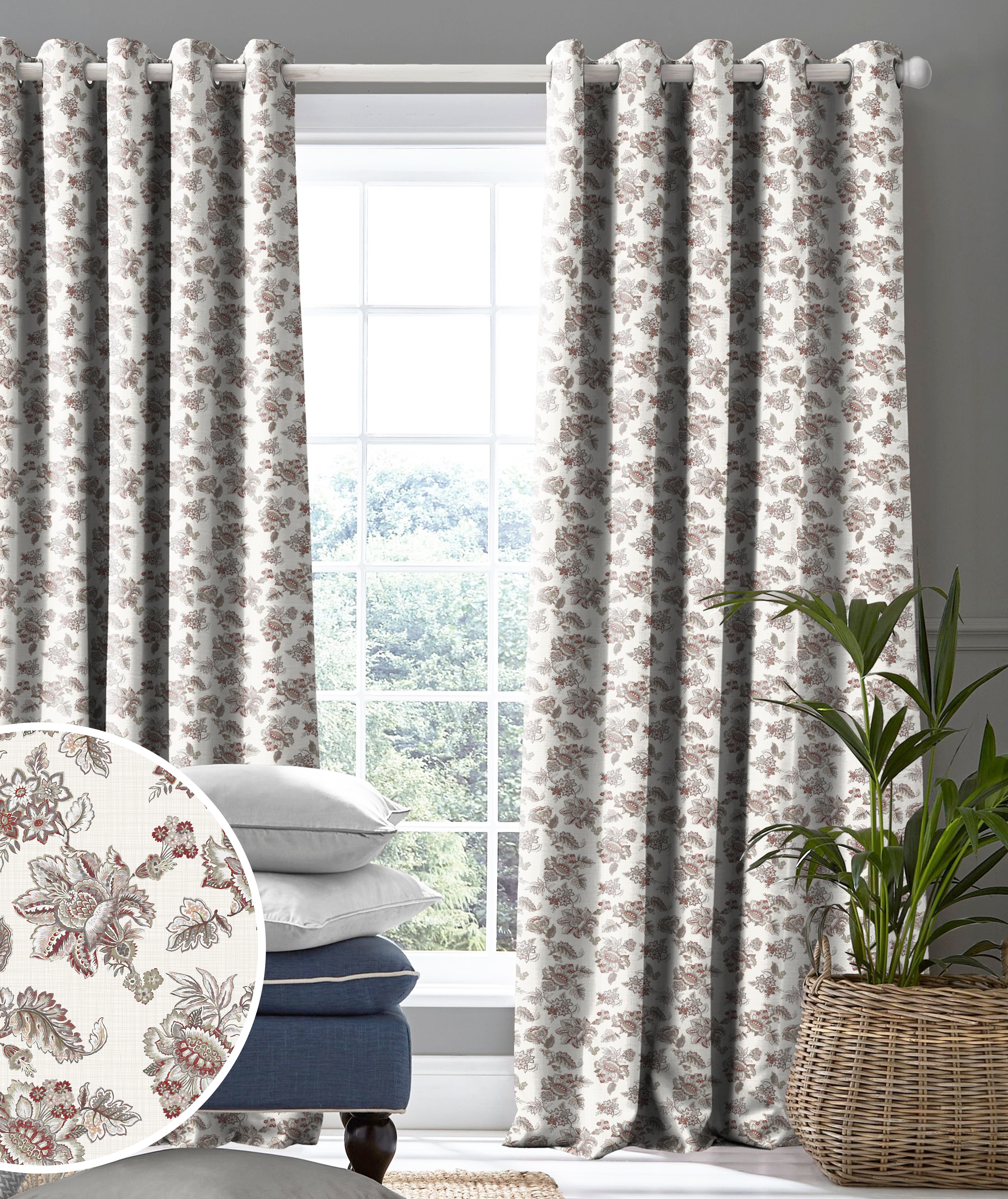 ANZIO RED PRINTED BLACKOUT CURTAIN