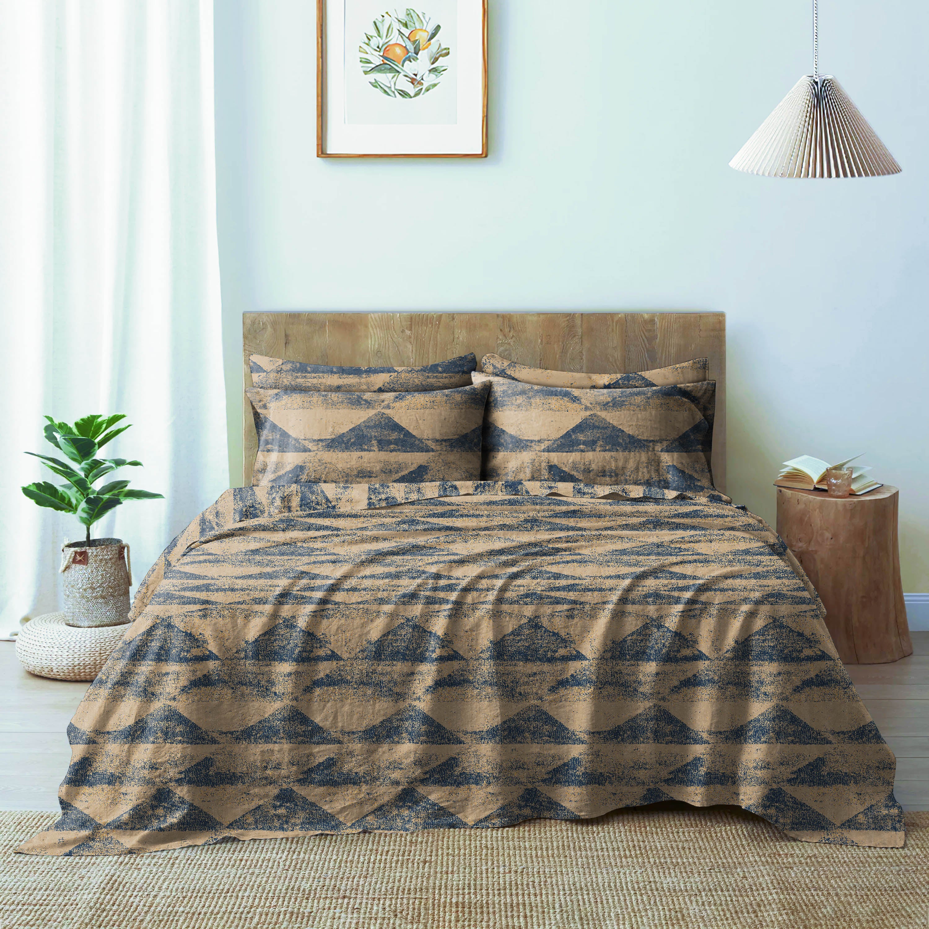 Mystique Amethyst Bedsheet for Double Bed with 2 PillowCovers King Size (104" X 90")