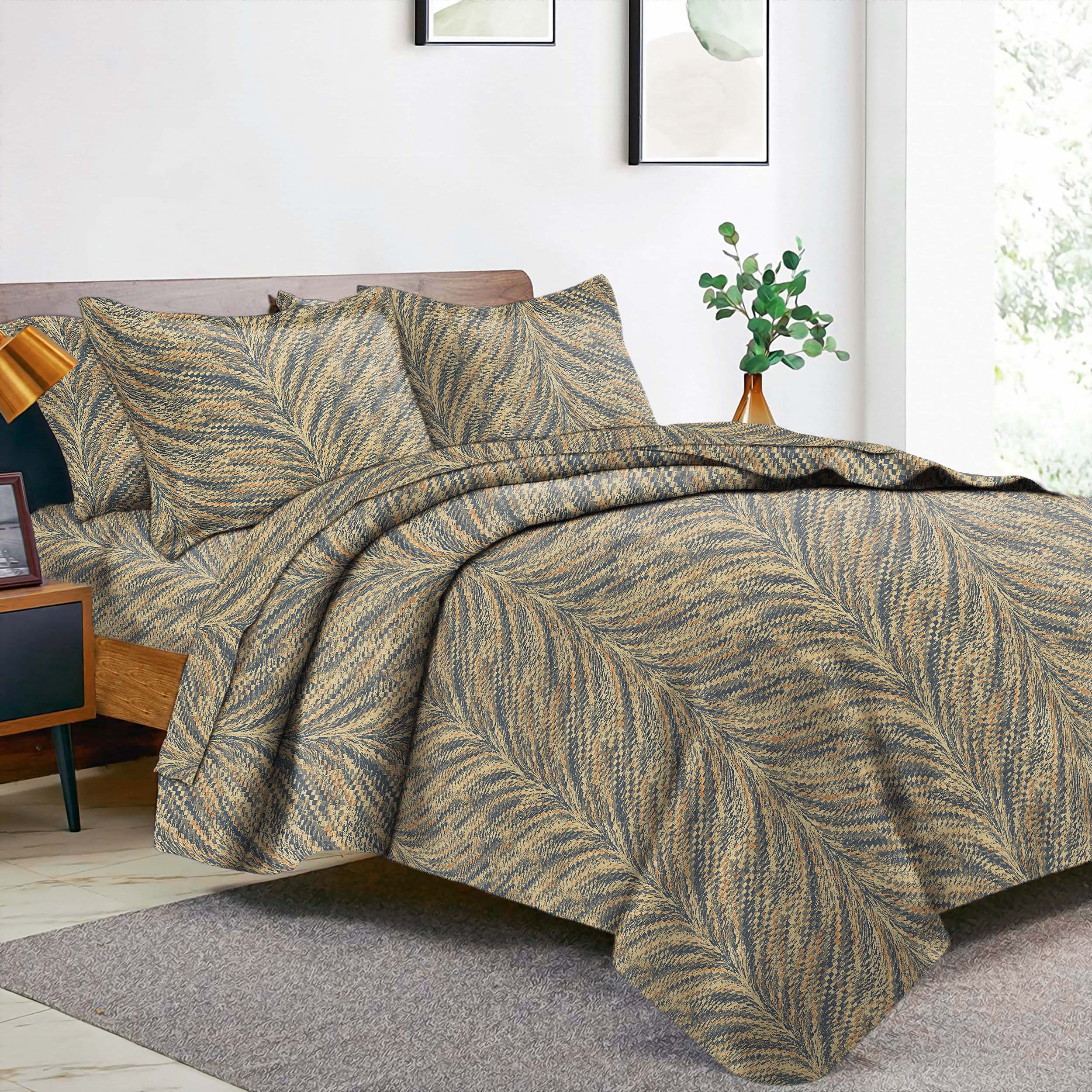 Luxor Amethyst Bedcover for Double Bed with 2 PillowCovers King Size (104" X 90")
