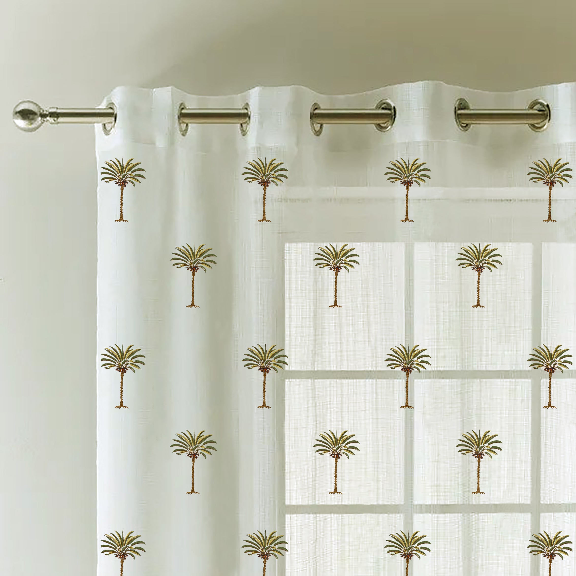 PALM GREEN SHEER CURTAIN