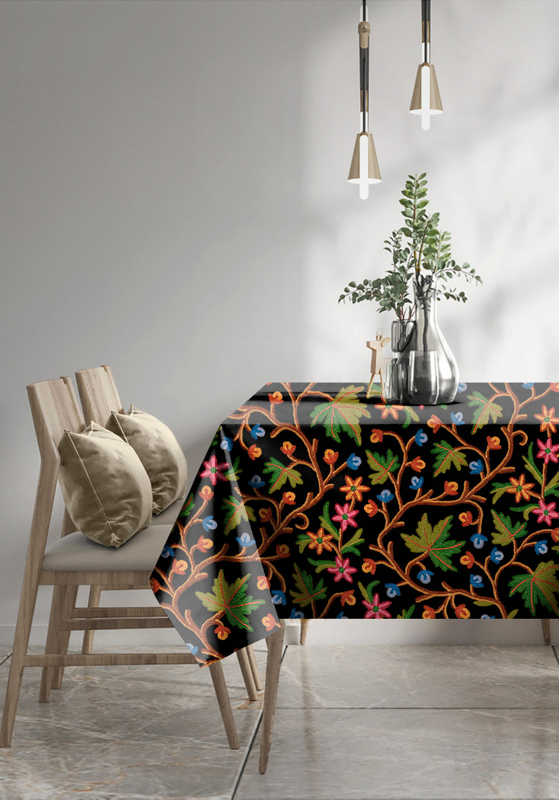 VAROSKI KASHMIRI BLACK TABLE CLOTH
