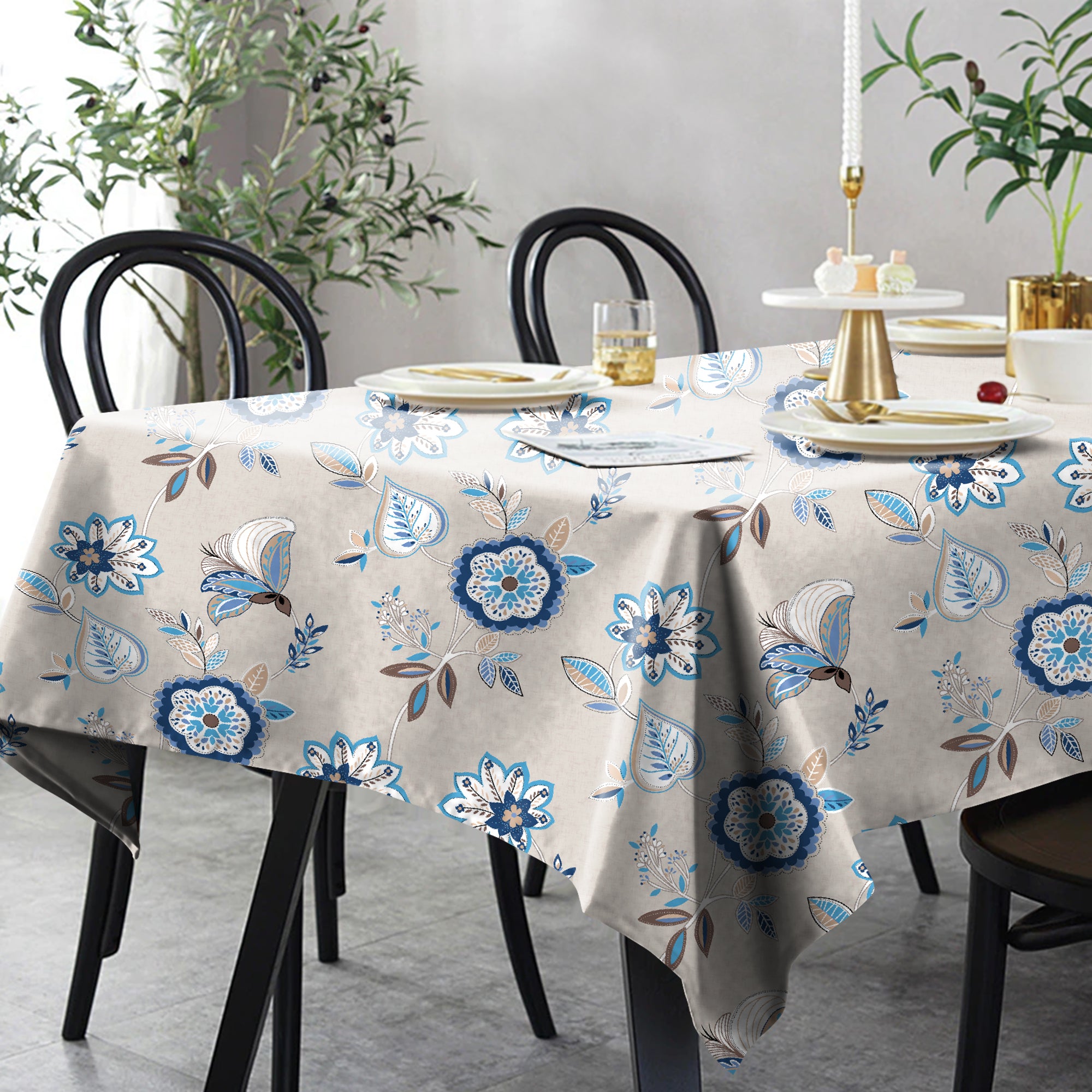 BEAU BLUE 6 Seater Table Cloth