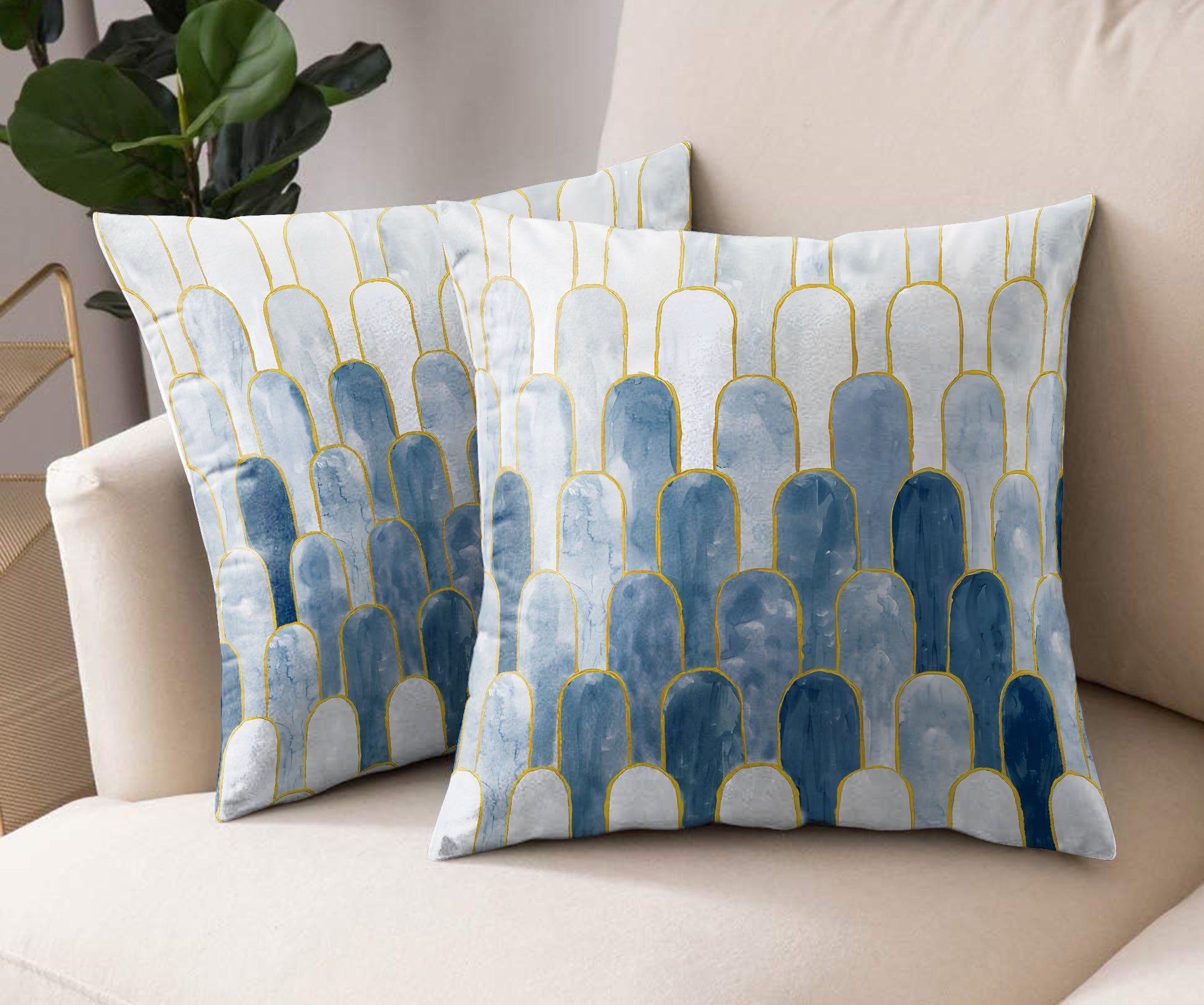 NICOBAR BLUE DIGITAL PRINTED CUSHION COVER