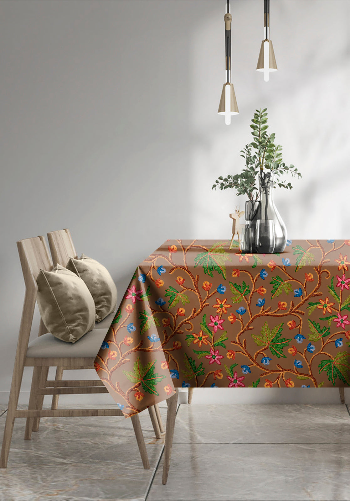 VAROSKI KASHMIRI BROWN TABLE CLOTH