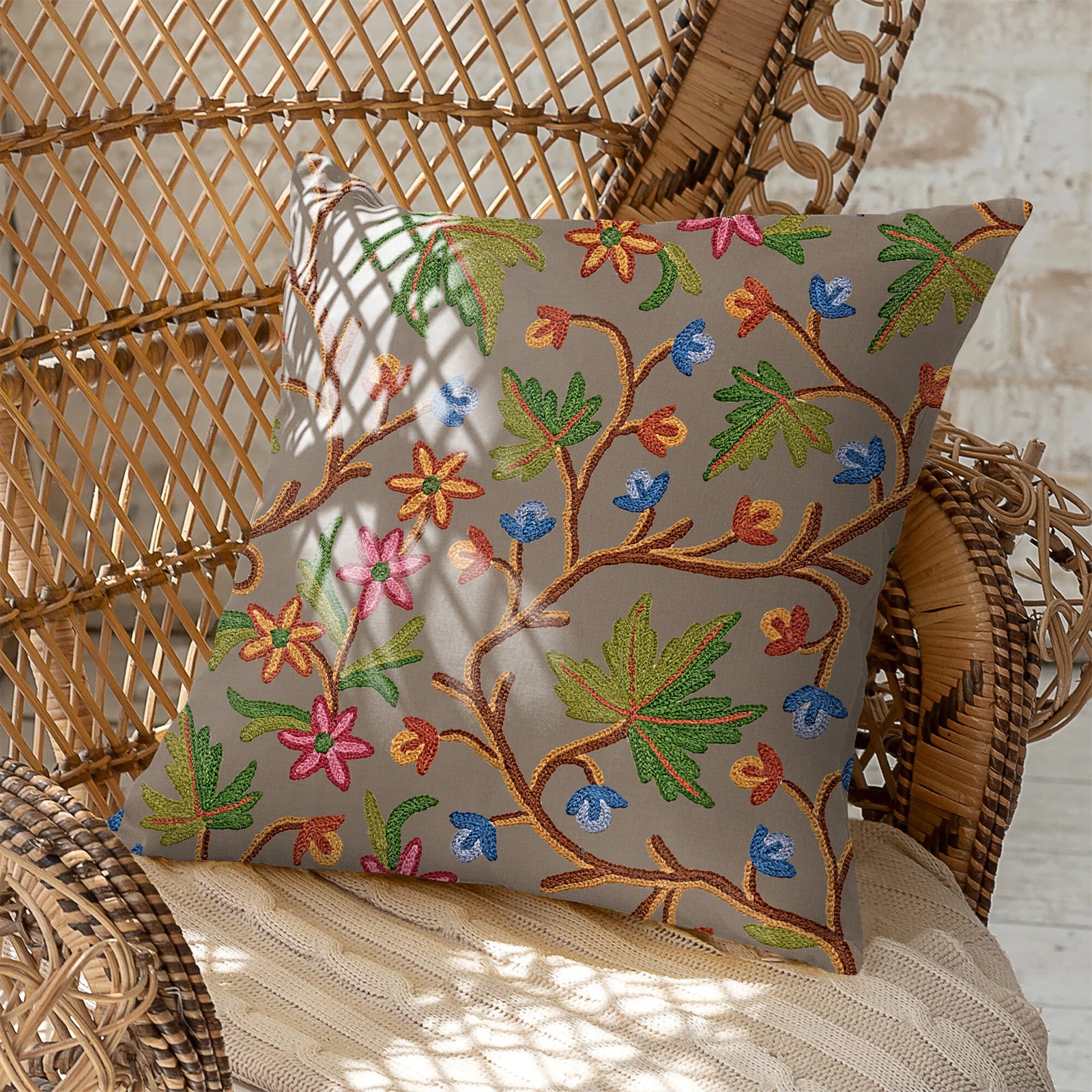 VAROSKI KASHMIRI BROWNISH DIGITAL PRINTED CUSHION COVER (Pack of 2)