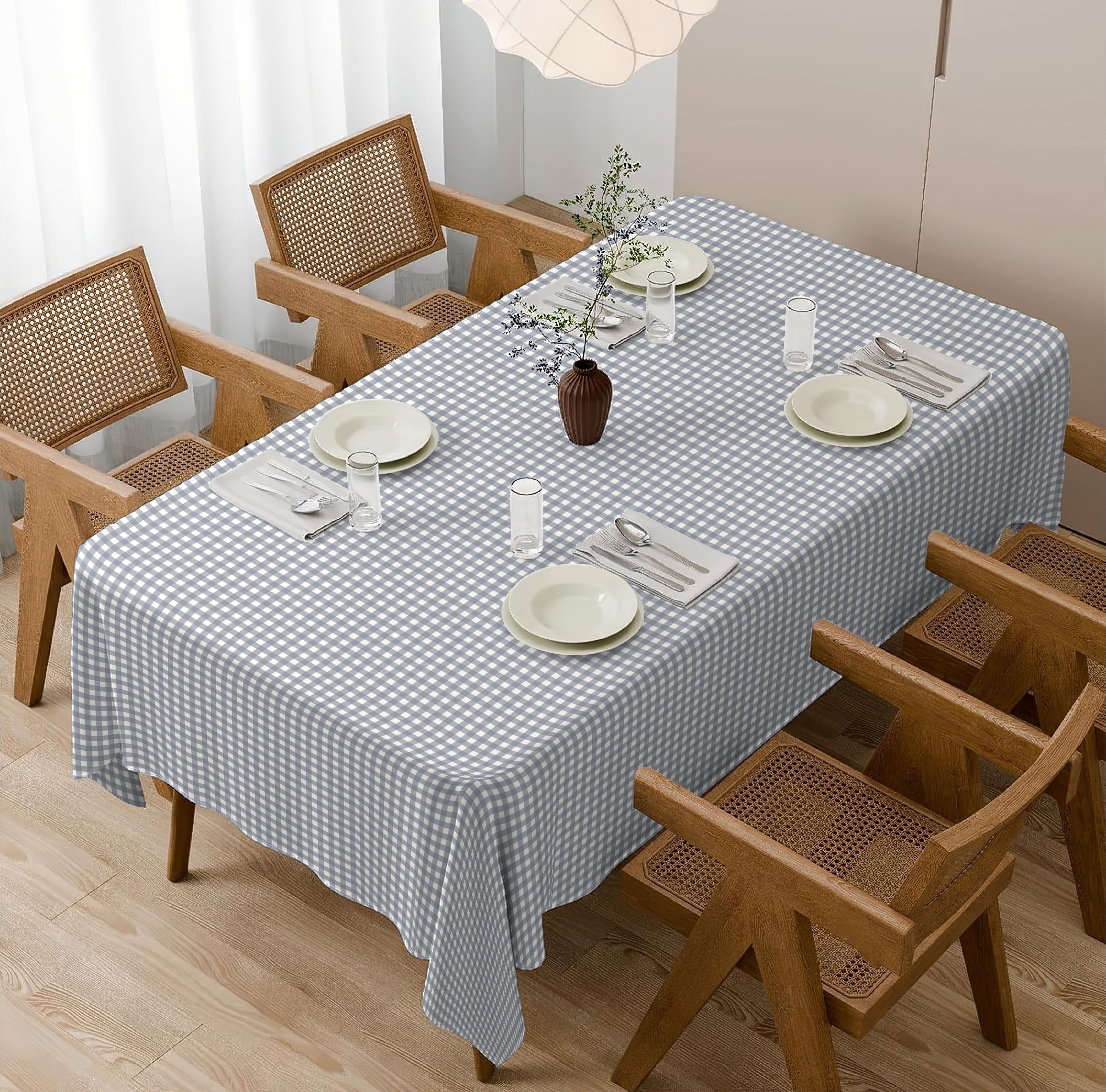 GINGHAM CHECKS GREY TABLE CLOTH