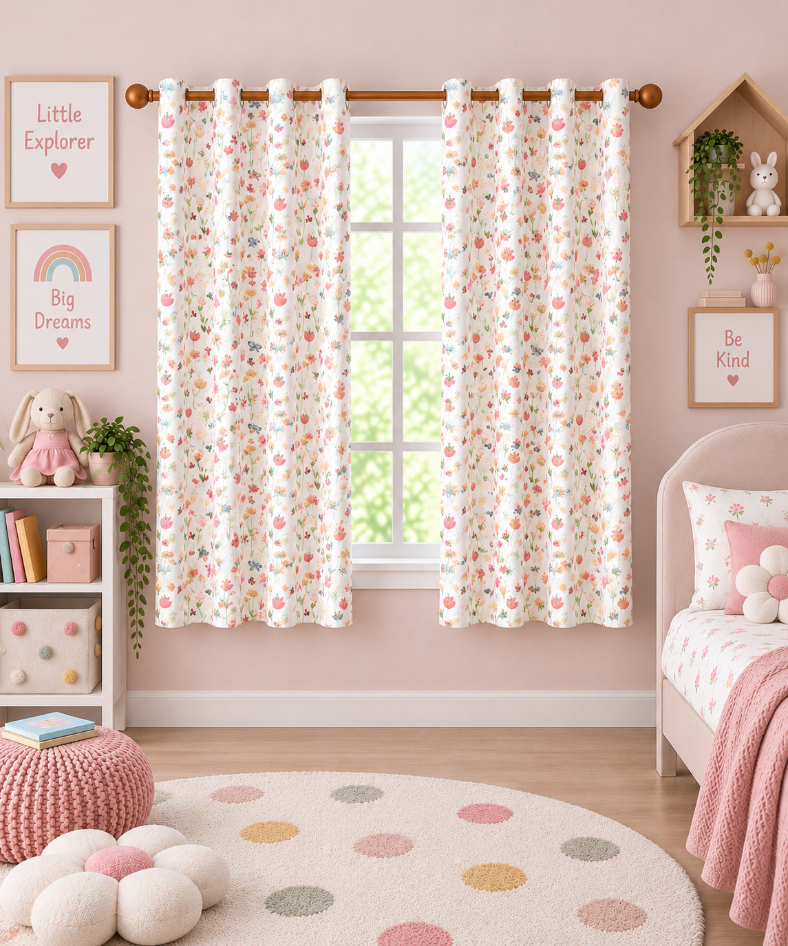 Multi Flowers Printed Curtain