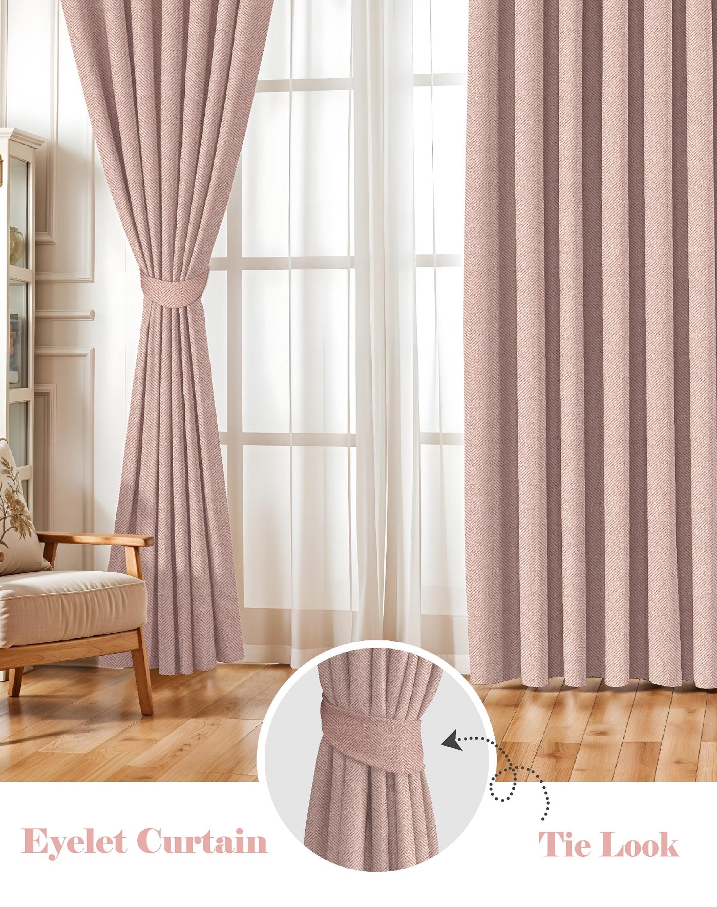 TWILLBONE BABY PINK PRINTED BLACKOUT CURTAINS