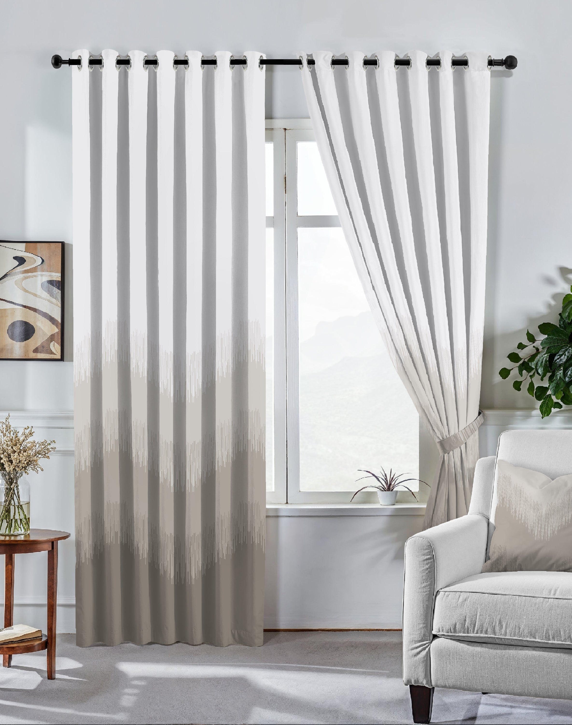 KIVO LIGHT STONE DIGITAL PRINTED BLACKOUT CURTAINS