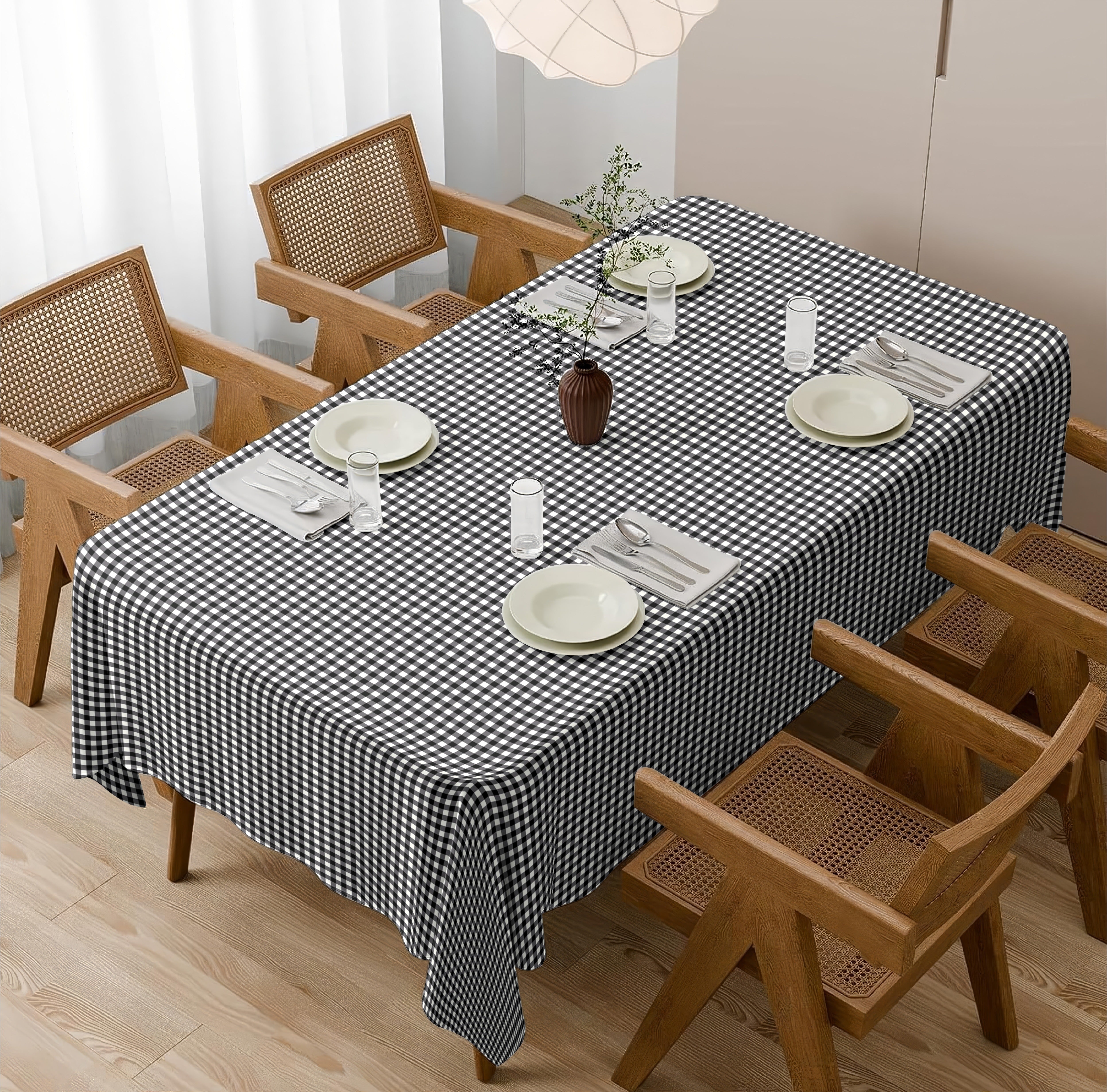 GINGHAM CHECKS CHARCOAL TABLE CLOTH