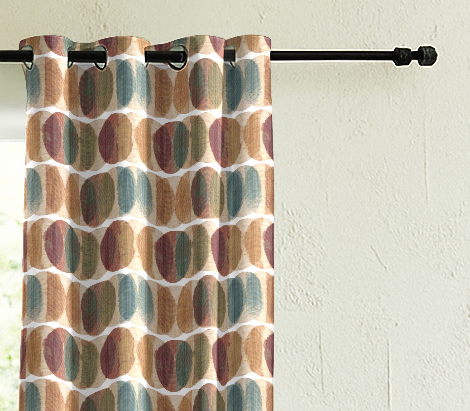 ELMORE MATTY ORANGE PRINTED ROOM DARKENER CURTAIN